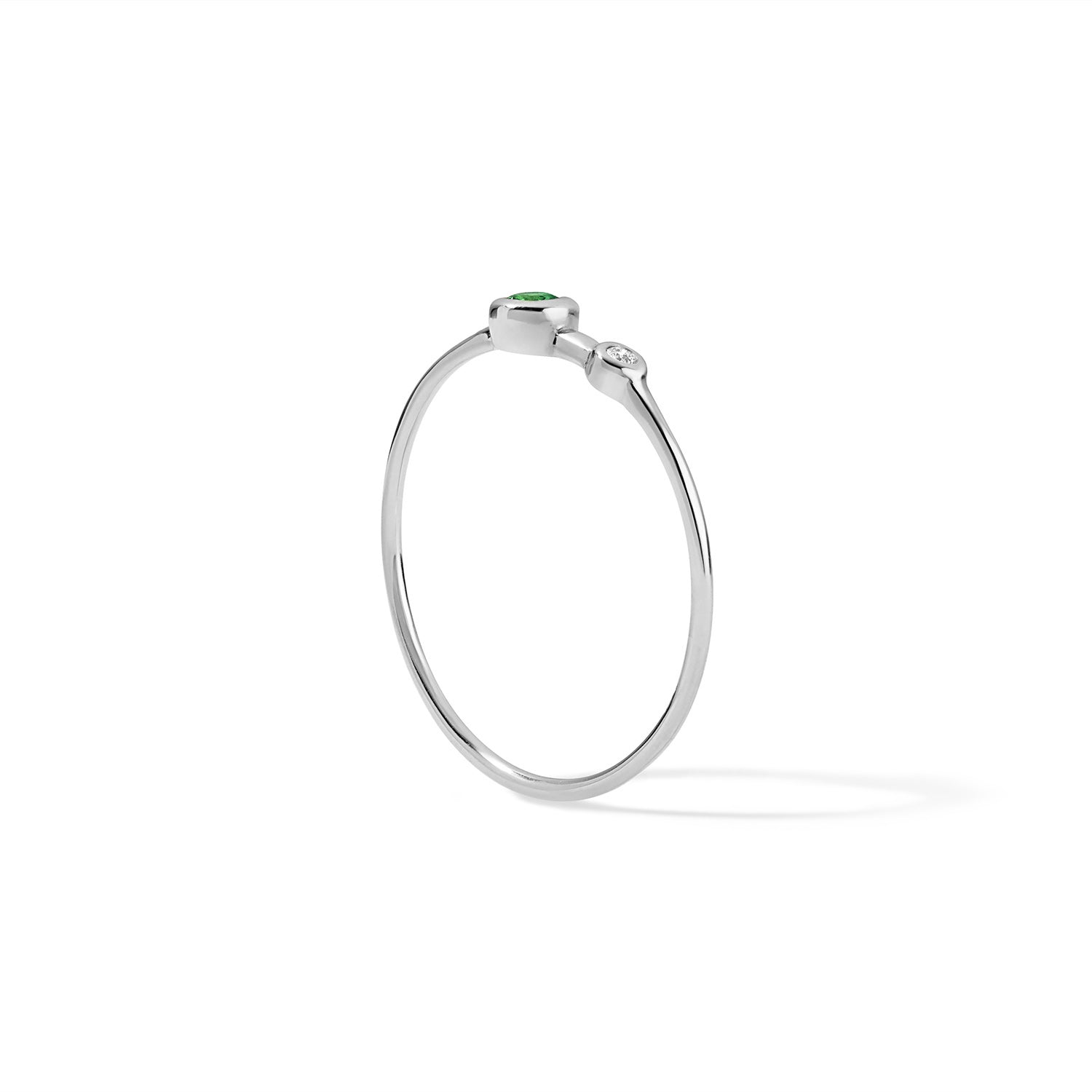 Diamond and Gemstone Two Bezel Ring