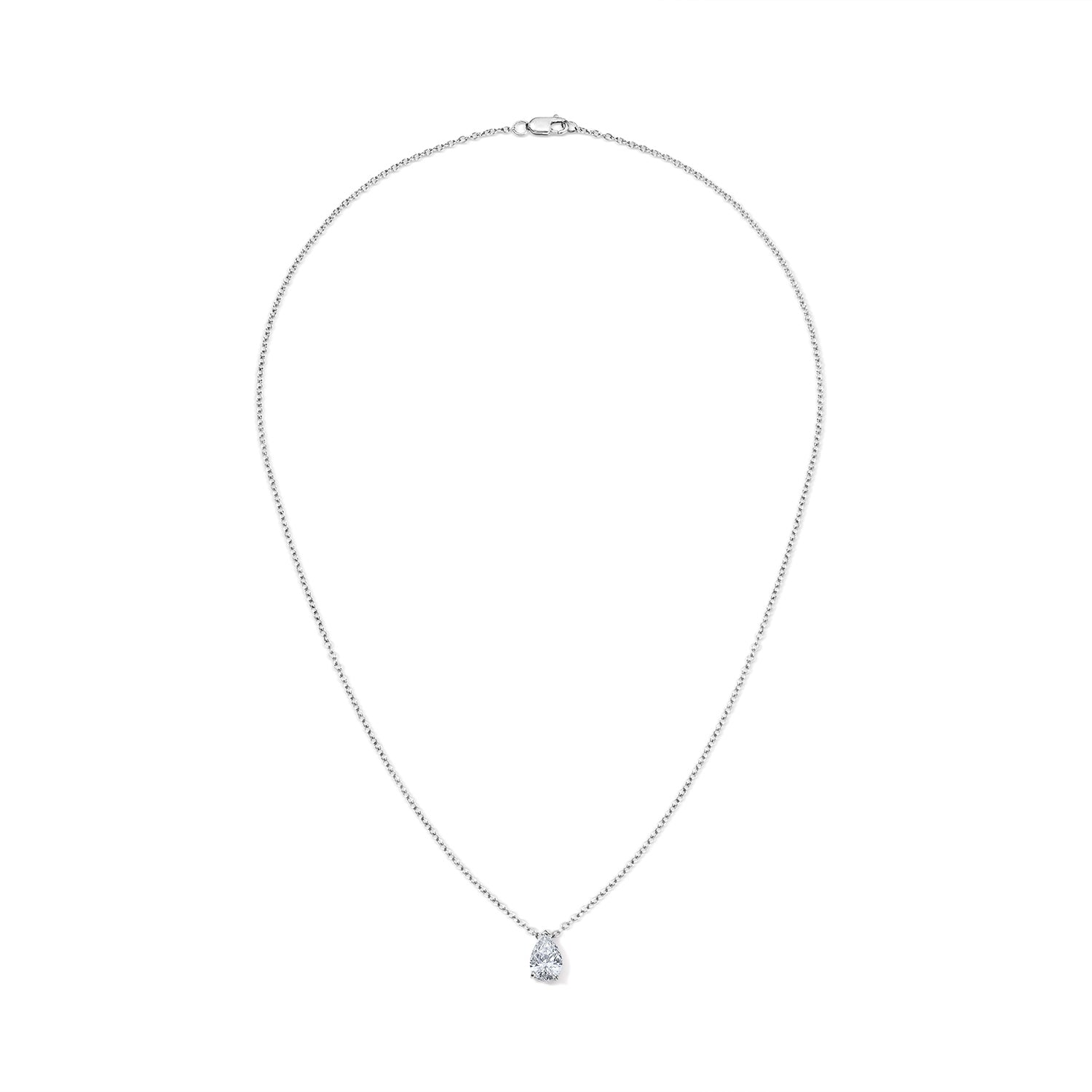 Diamond Pear Shape Pendant Necklace in White Gold