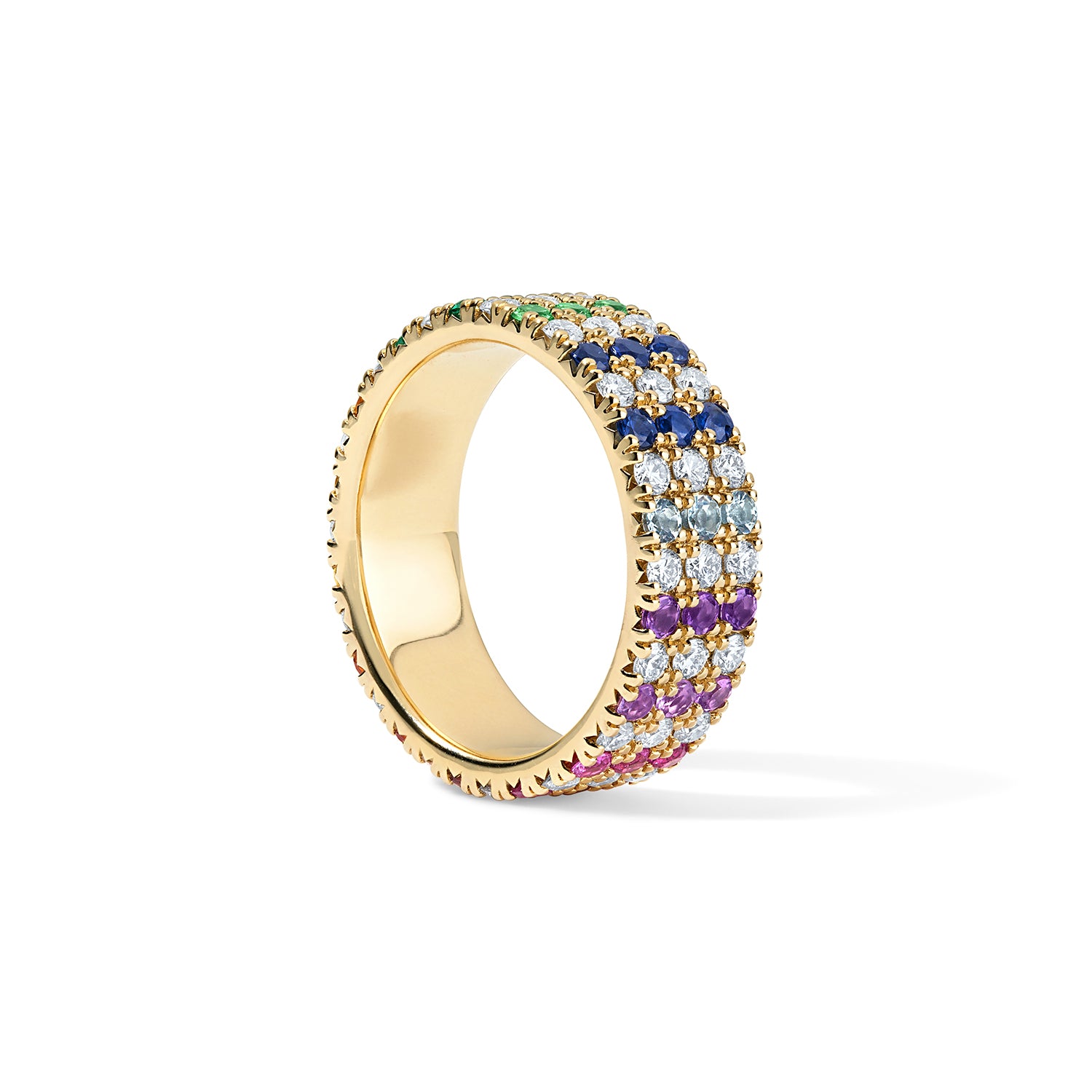 Rainbow Sapphire and Diamond Cigar Band