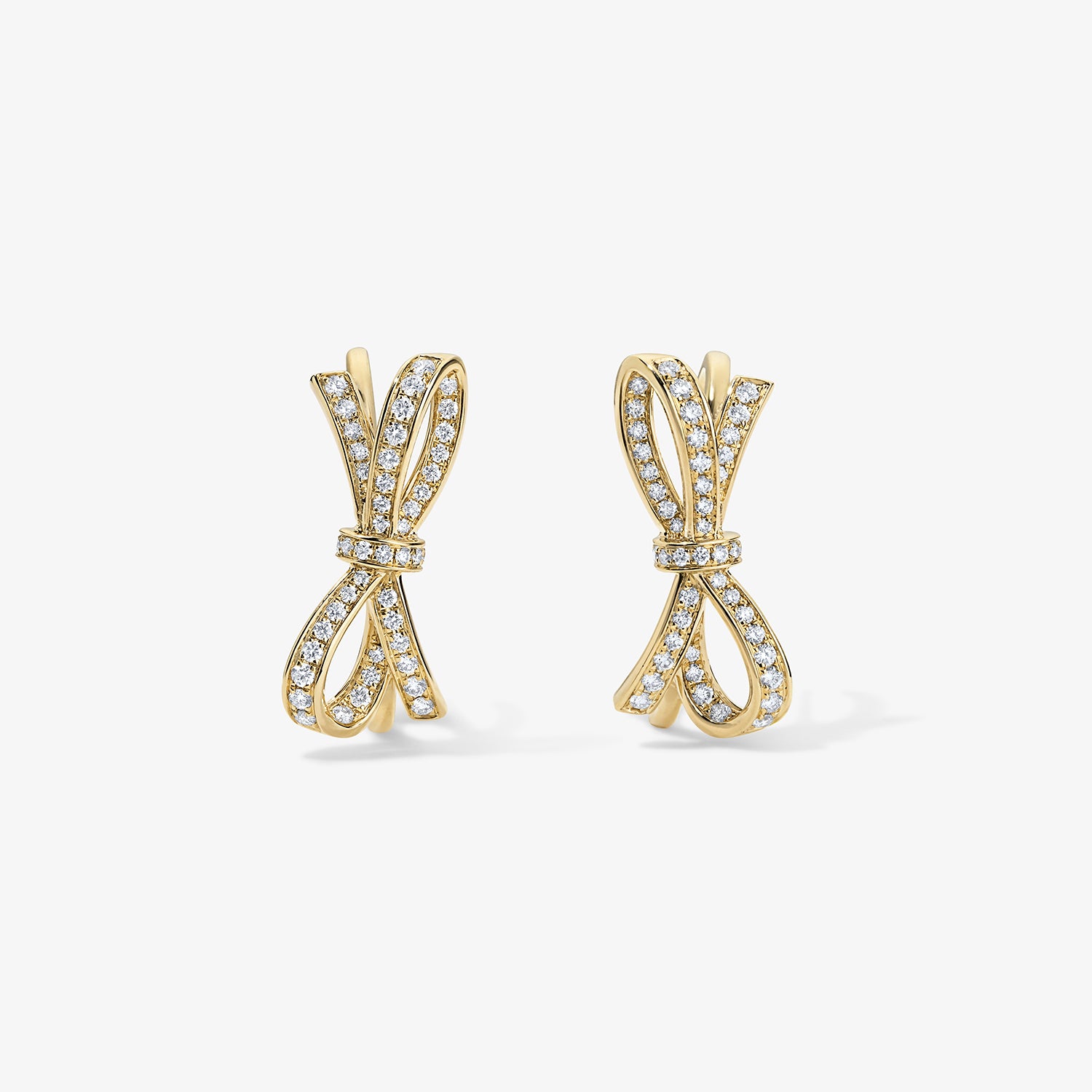 Grace Pave Bow Huggie Studs