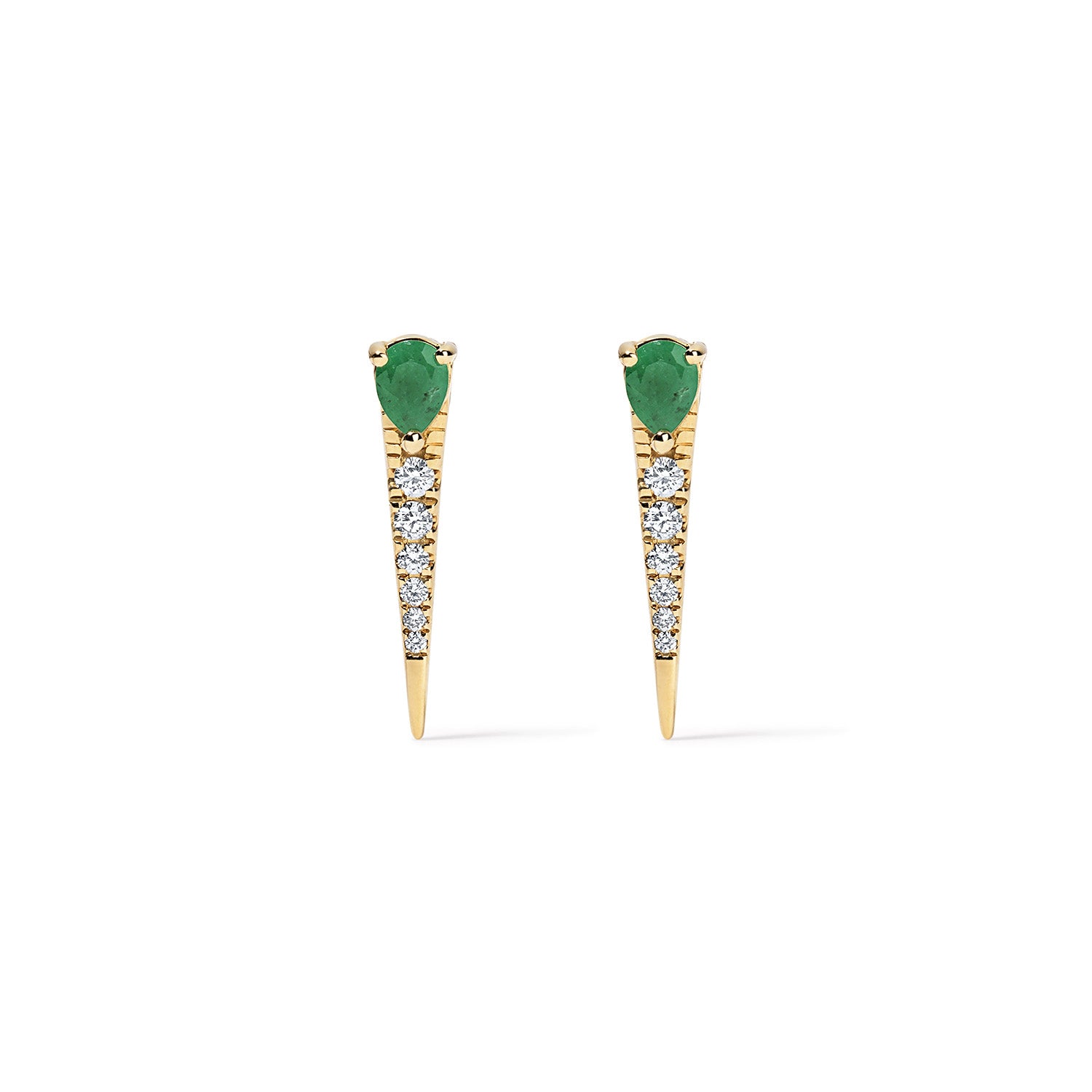 Emerald Pear and Diamond Spike Studs