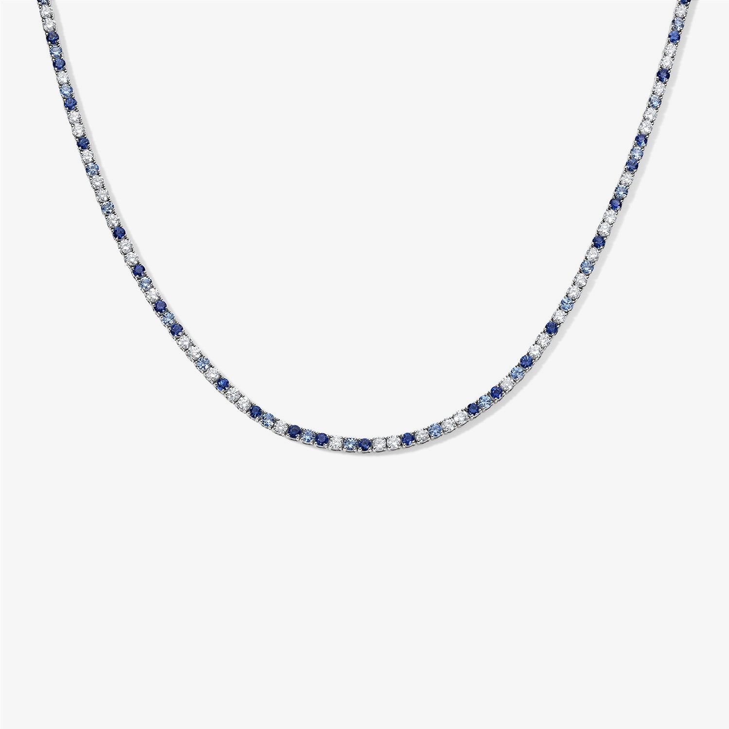 Grace Blue Sapphire and Diamond Tennis Necklace