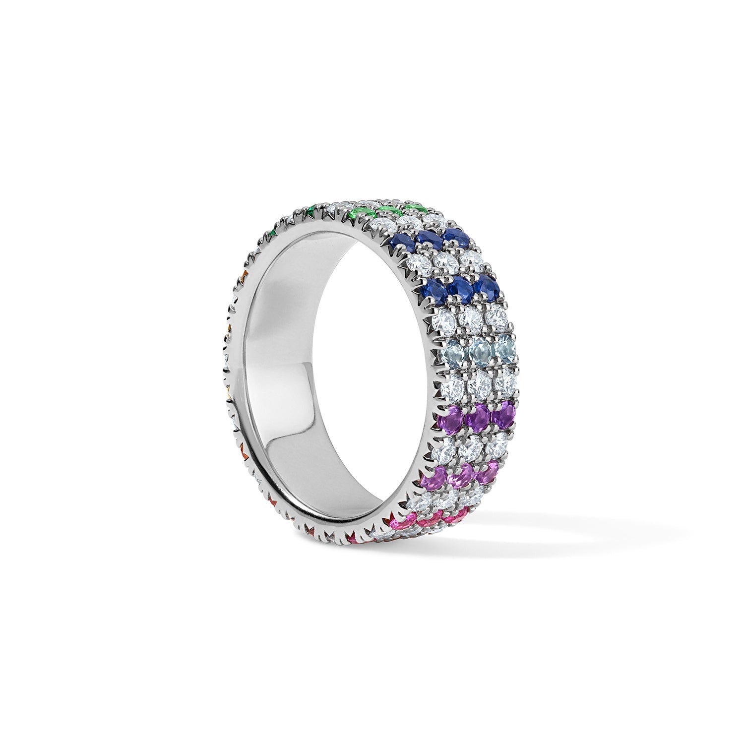 Rainbow Sapphire and Diamond Cigar Band