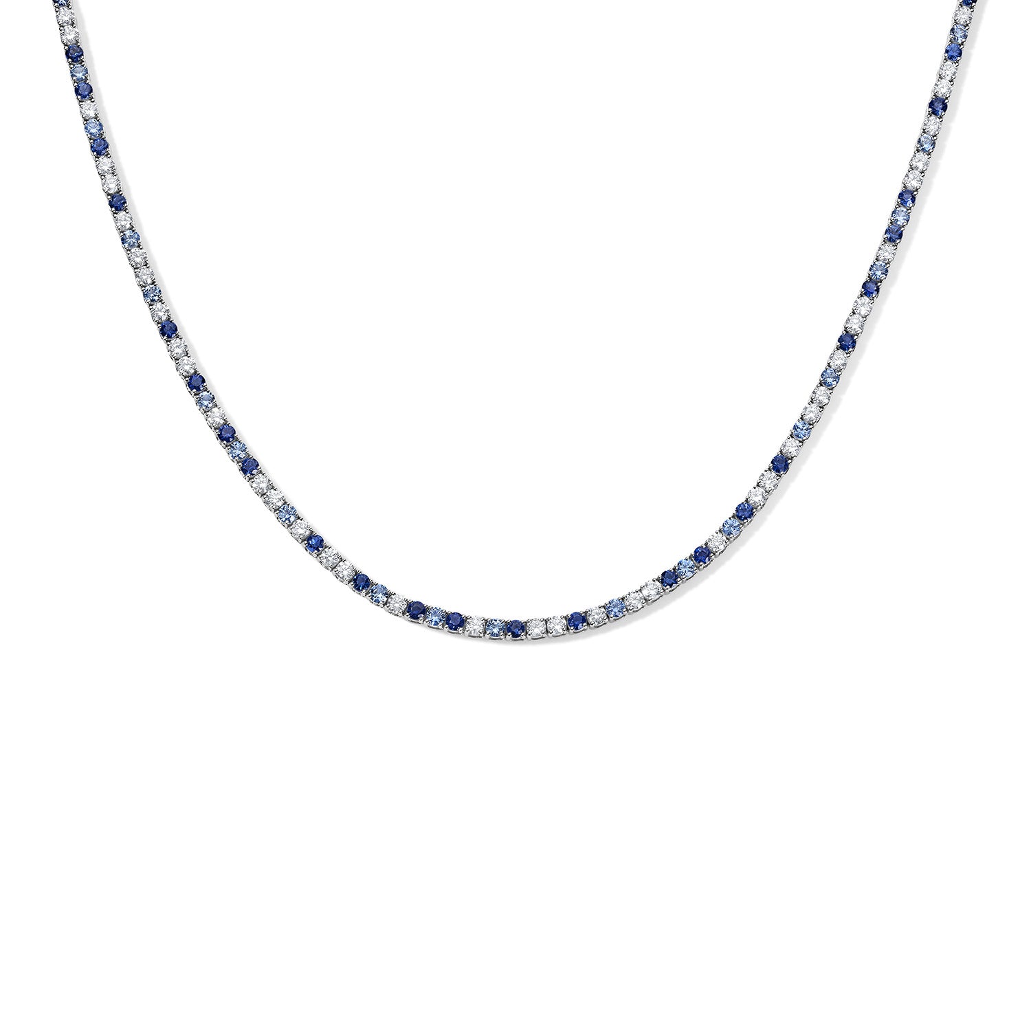 Grace Blue Sapphire and Diamond Tennis Necklace