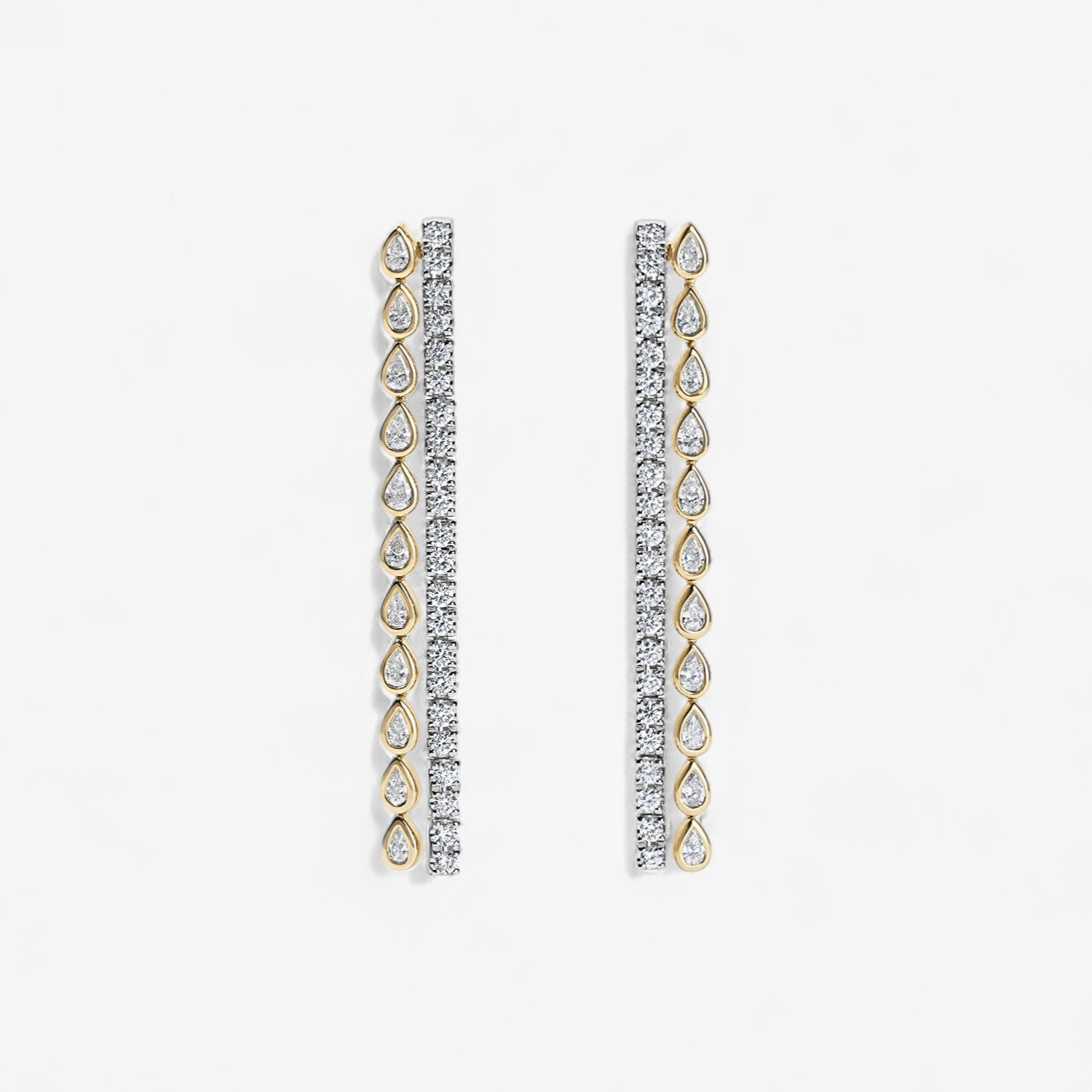 Diamond Pear and Round Two Strand Earring