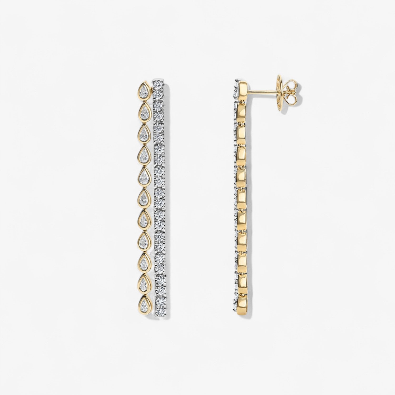 Diamond Pear and Round Two Strand Earring