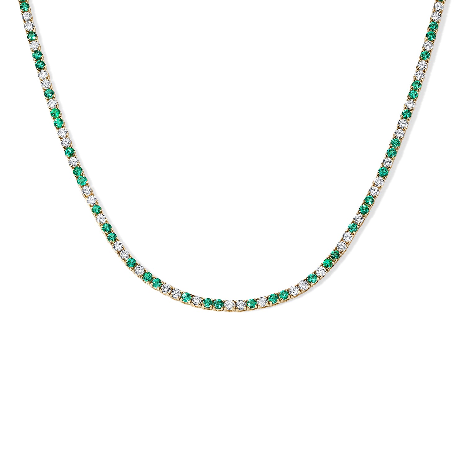Grace Green Emerald and Diamond Tennis Necklace