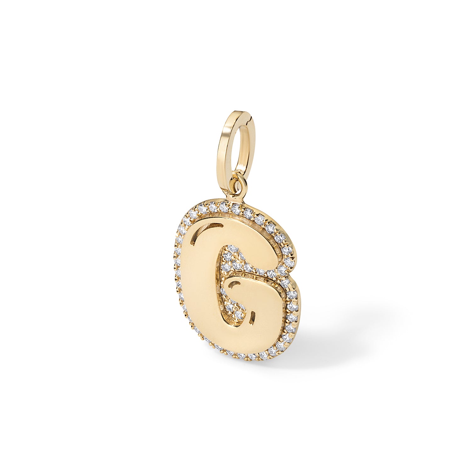 Sterling Silver Jumbo Bubble Initial With Pave Outline Charm