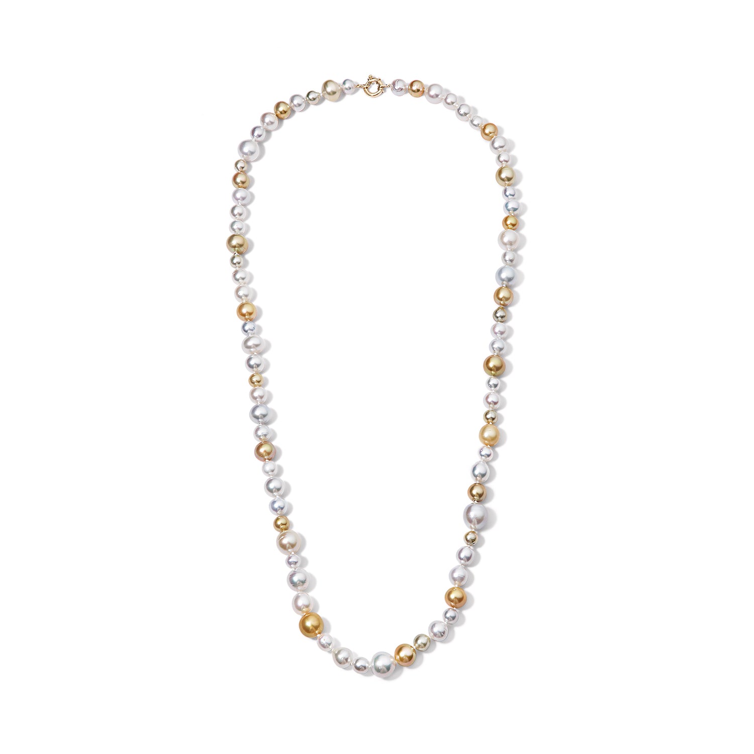 White and Gold South Sea Pearl Necklace Double Wrap