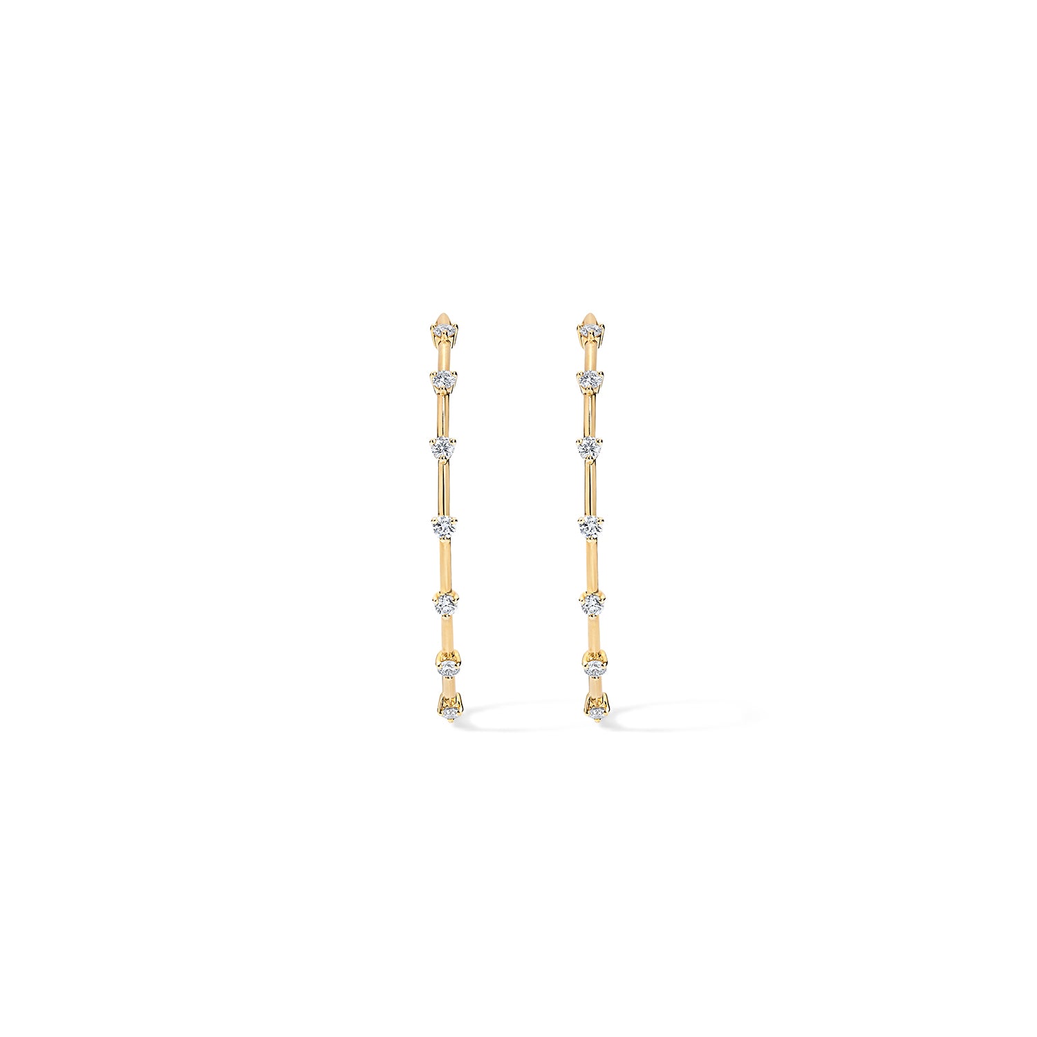 Large Diamond and Gold Bar Hoop Earrings