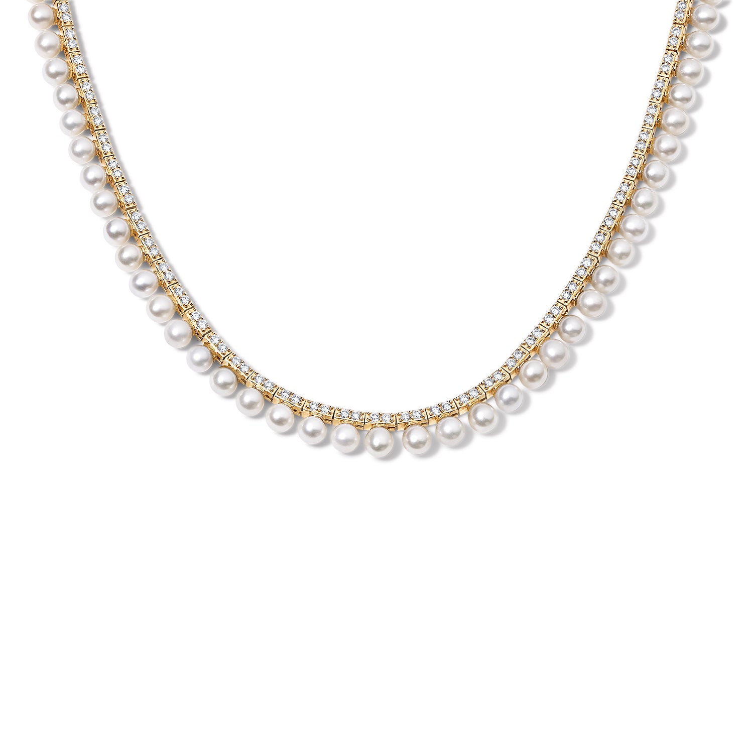 Pearl and Diamond Tennis Necklace