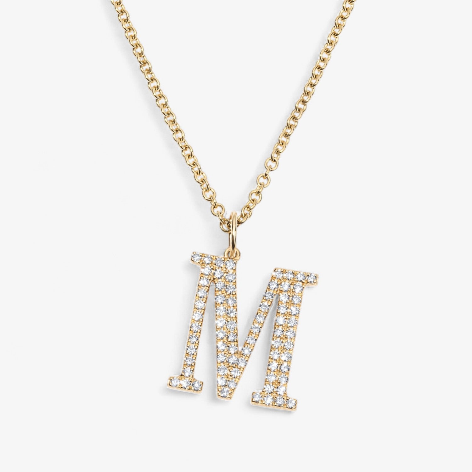 Sterling Silver Large Pave Initial Pendant