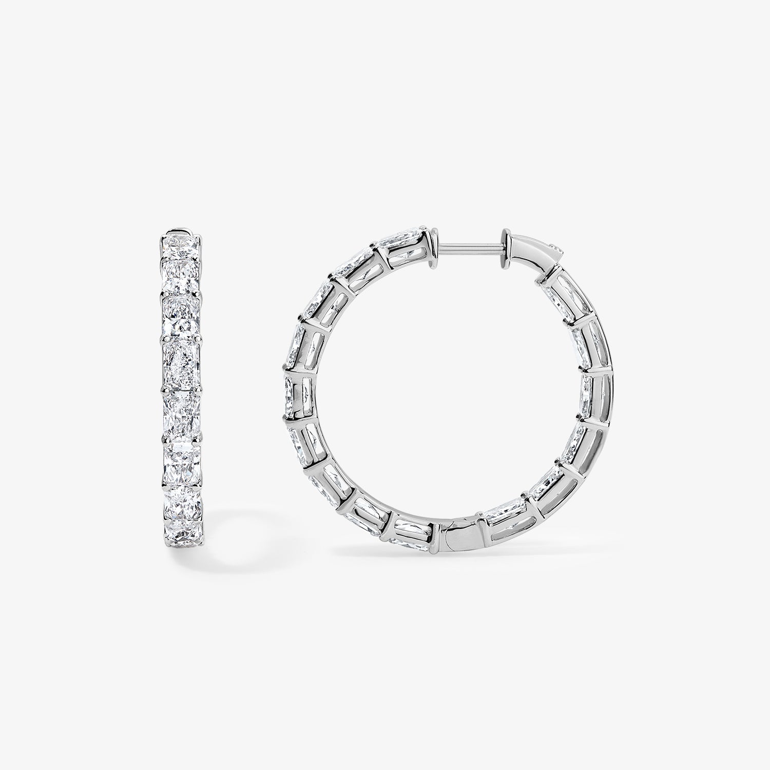 Signature Radiant Cut Diamond Hoop Earrings