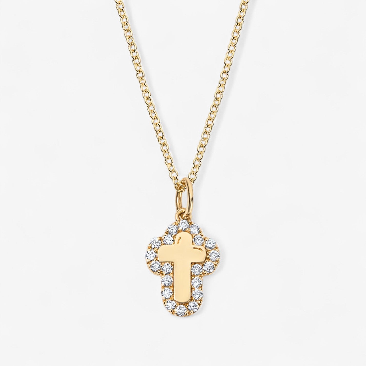 Small Bubble Cross Charm With Chain