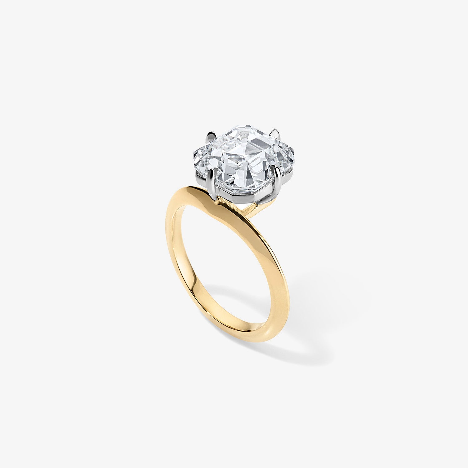 Floating Compass Set Asscher Diamond Ring