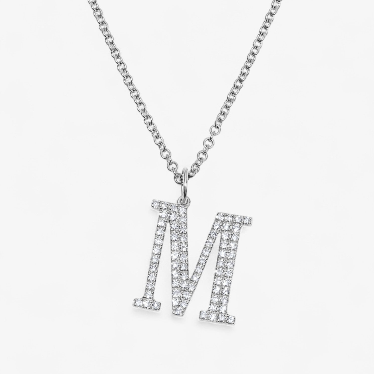 Sterling Silver Large Pave Initial Pendant