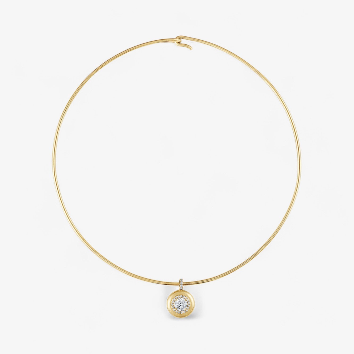 Mini Diamond Button Wire Necklace