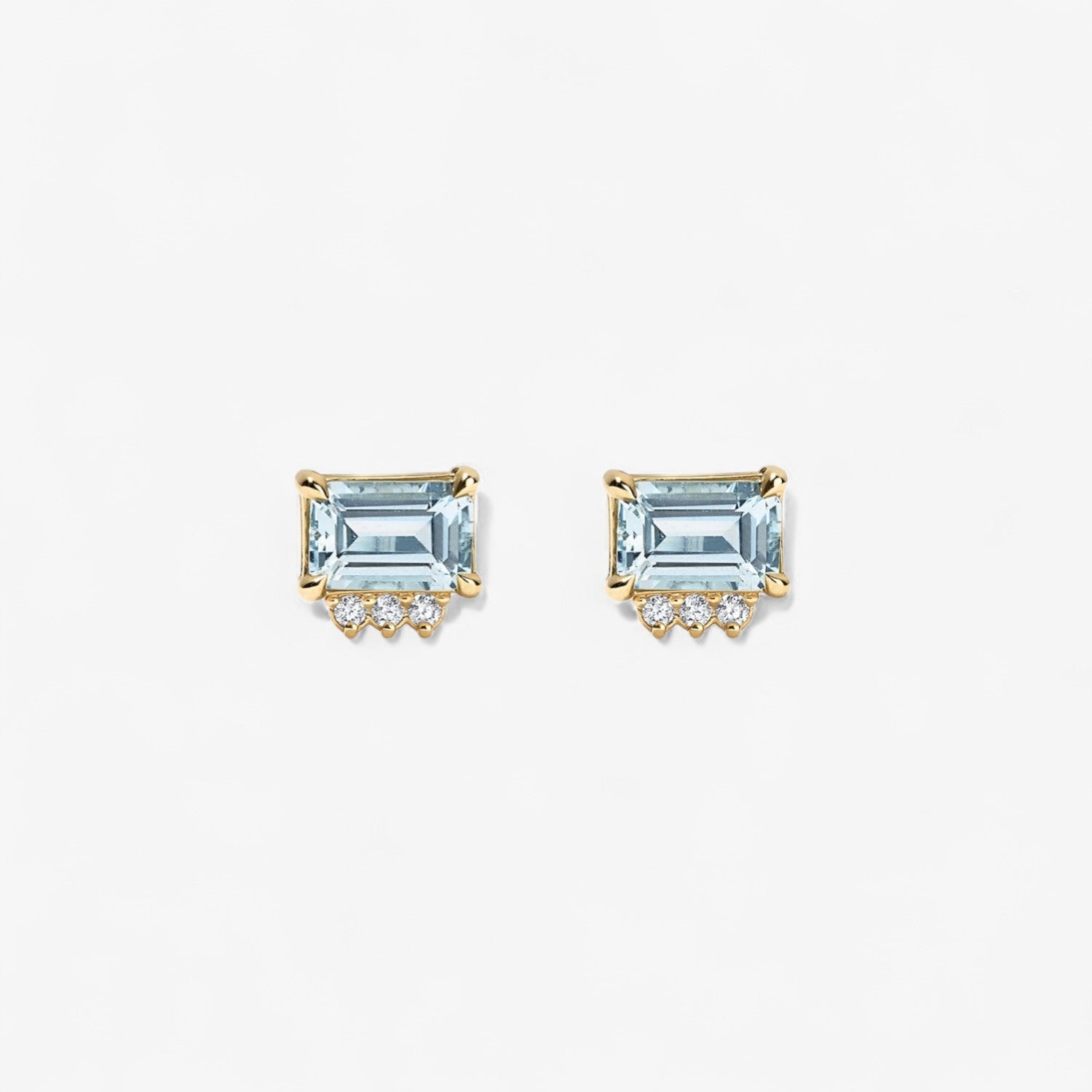 Sky Blue Topaz Emerald and Diamond Studs