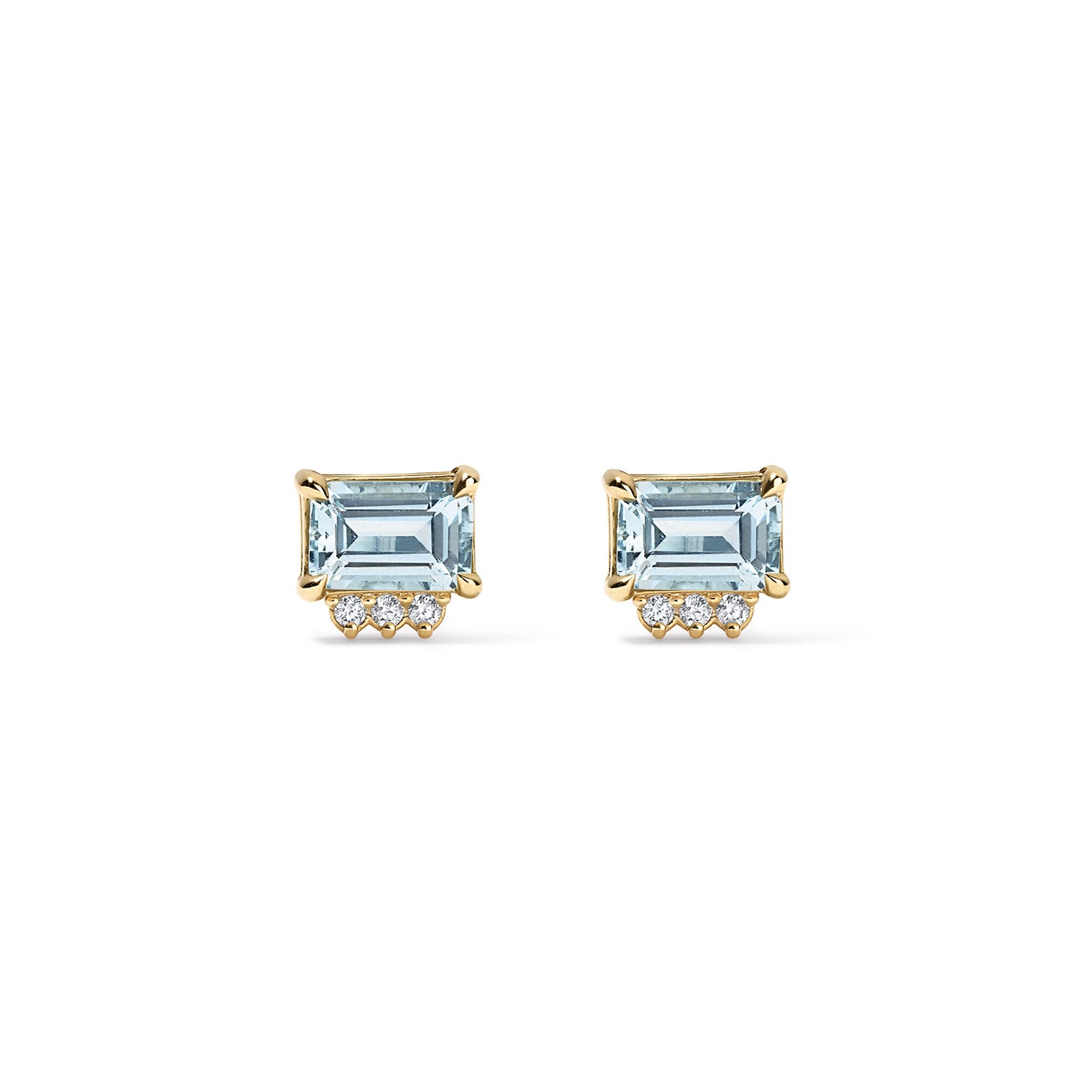 Sky Blue Topaz Emerald and Diamond Studs