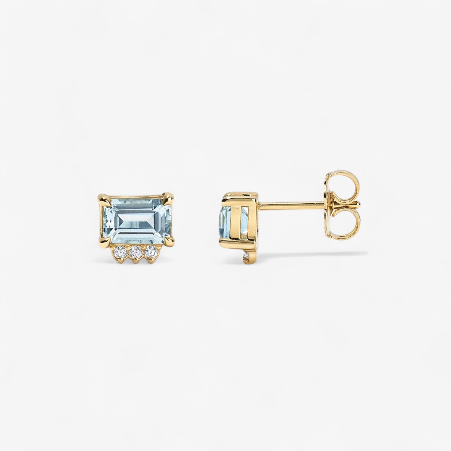 Sky Blue Topaz Emerald and Diamond Studs