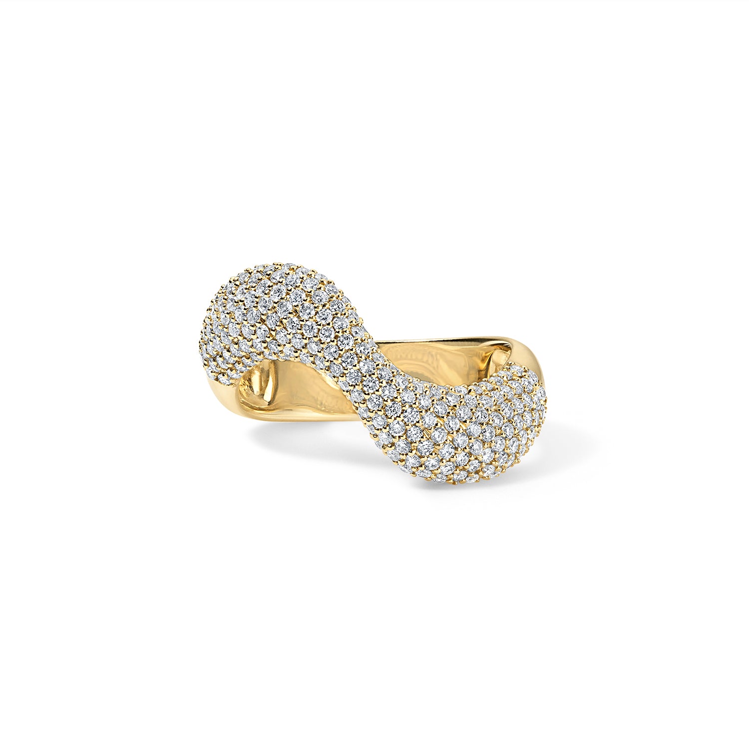 Diamond Pave Domed Wavy Band