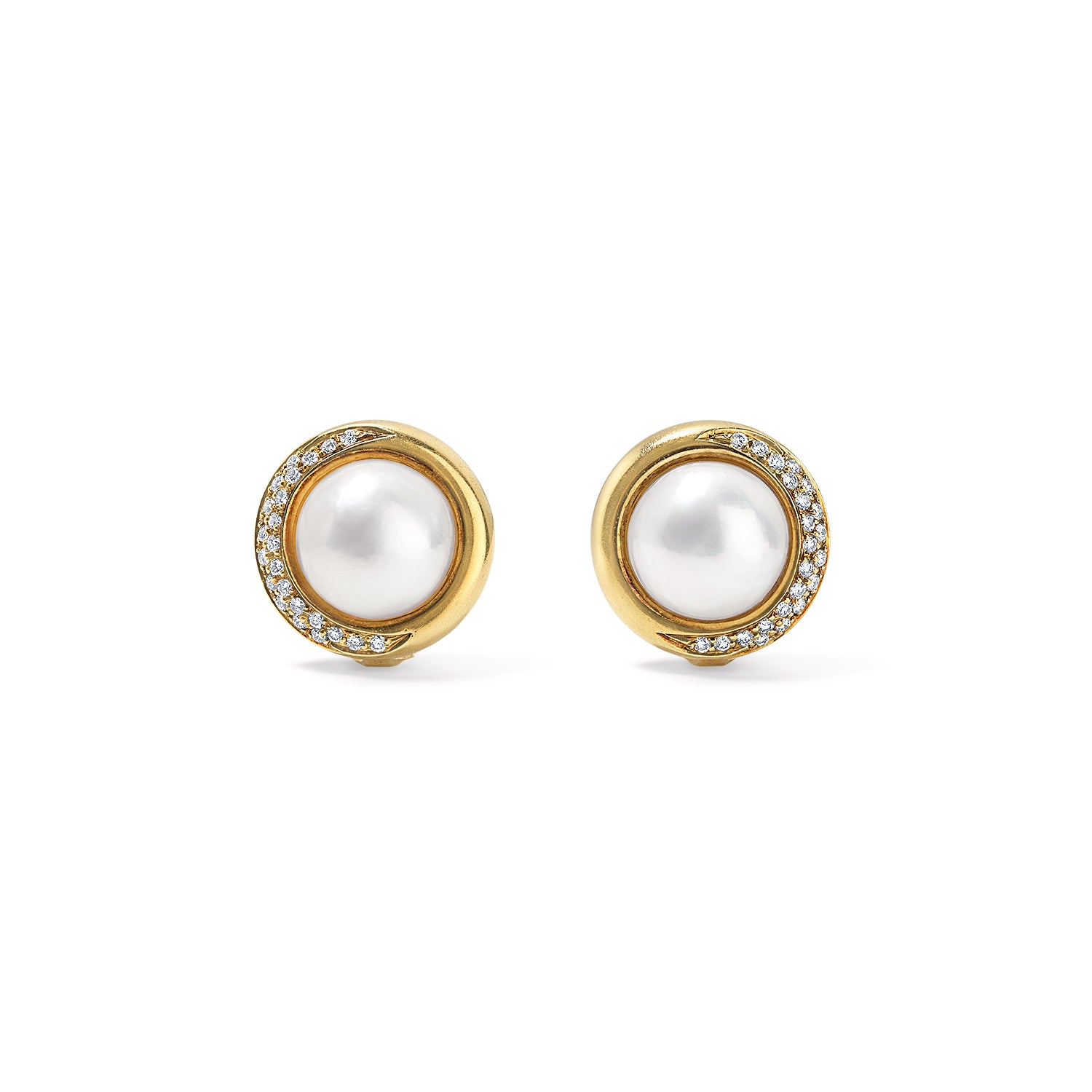 Jumbo Pearl Studs with Halfway Pave Halo