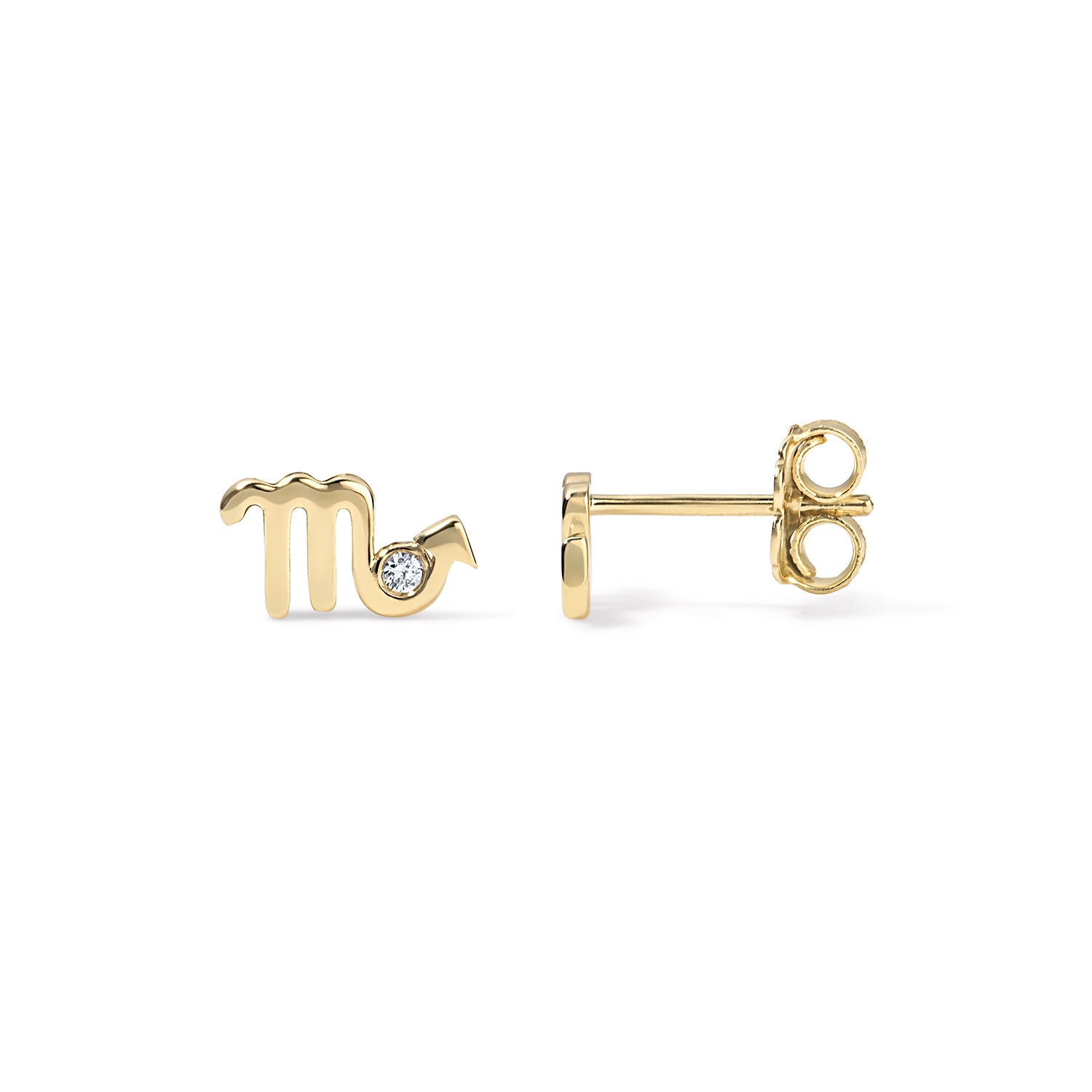 Sterling Silver Small Zodiac Stud Earring