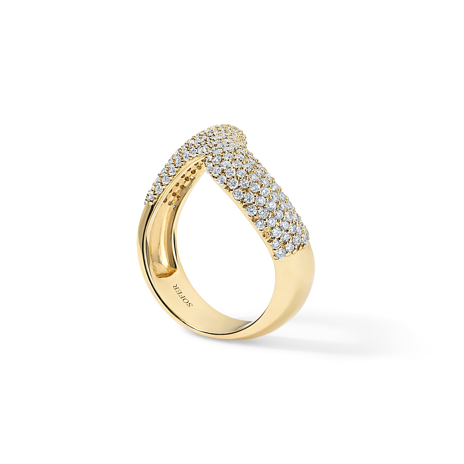 Diamond Pave Domed Wavy Band