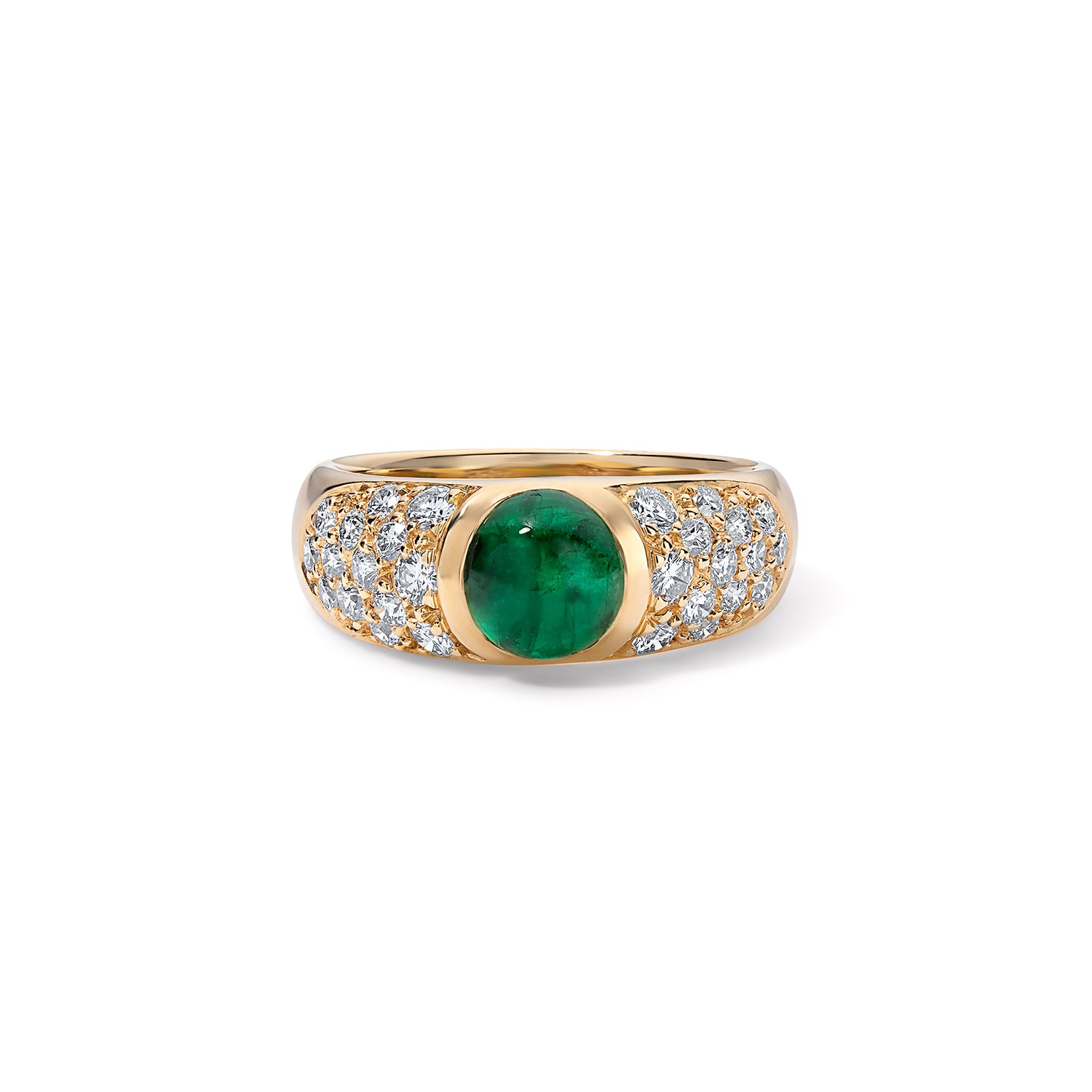 Vintage Cabochon Emerald and Diamond Ring