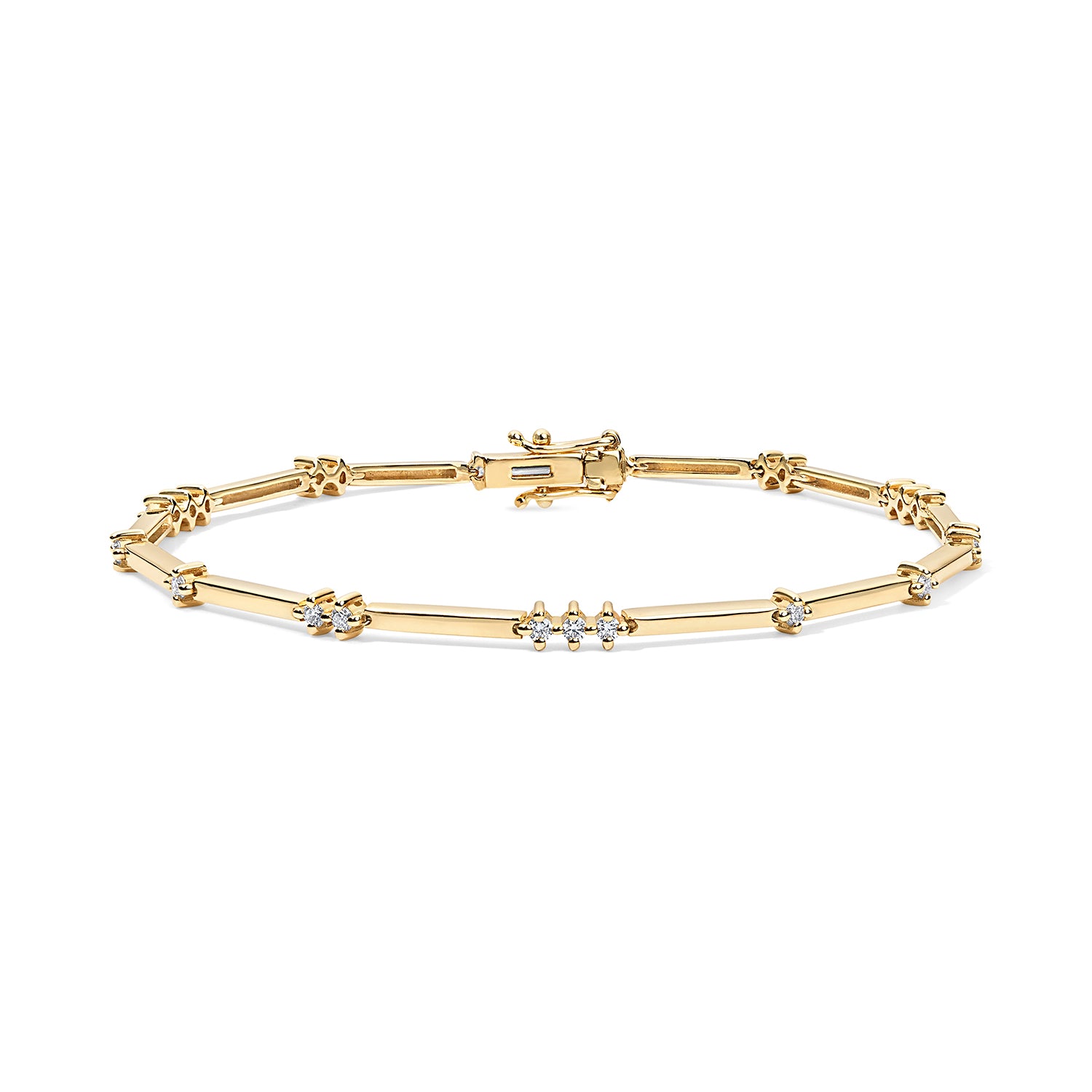 Petite Alternating Diamond and Gold Bar Bracelet