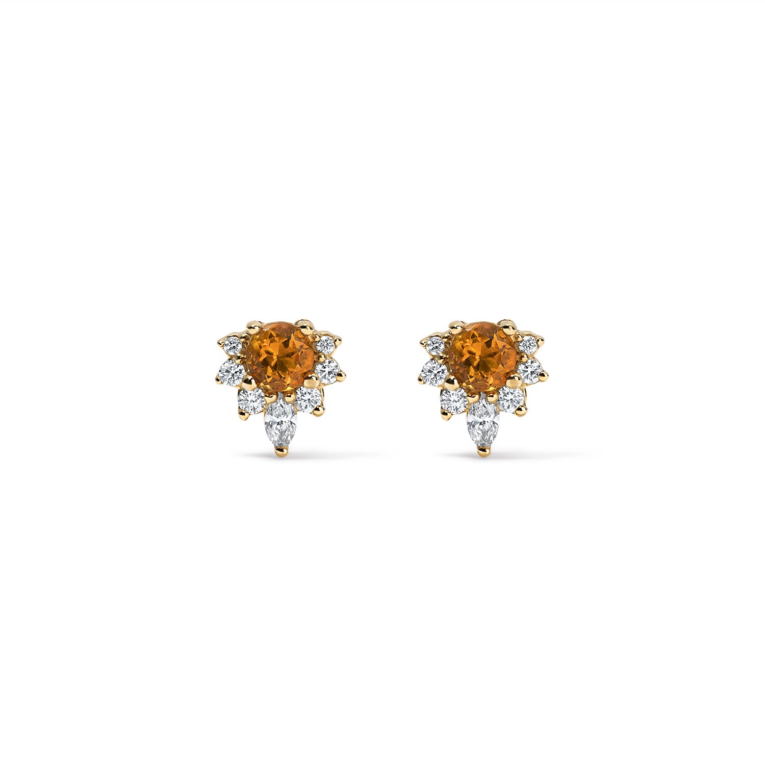 Round Citrine and Diamond Studs