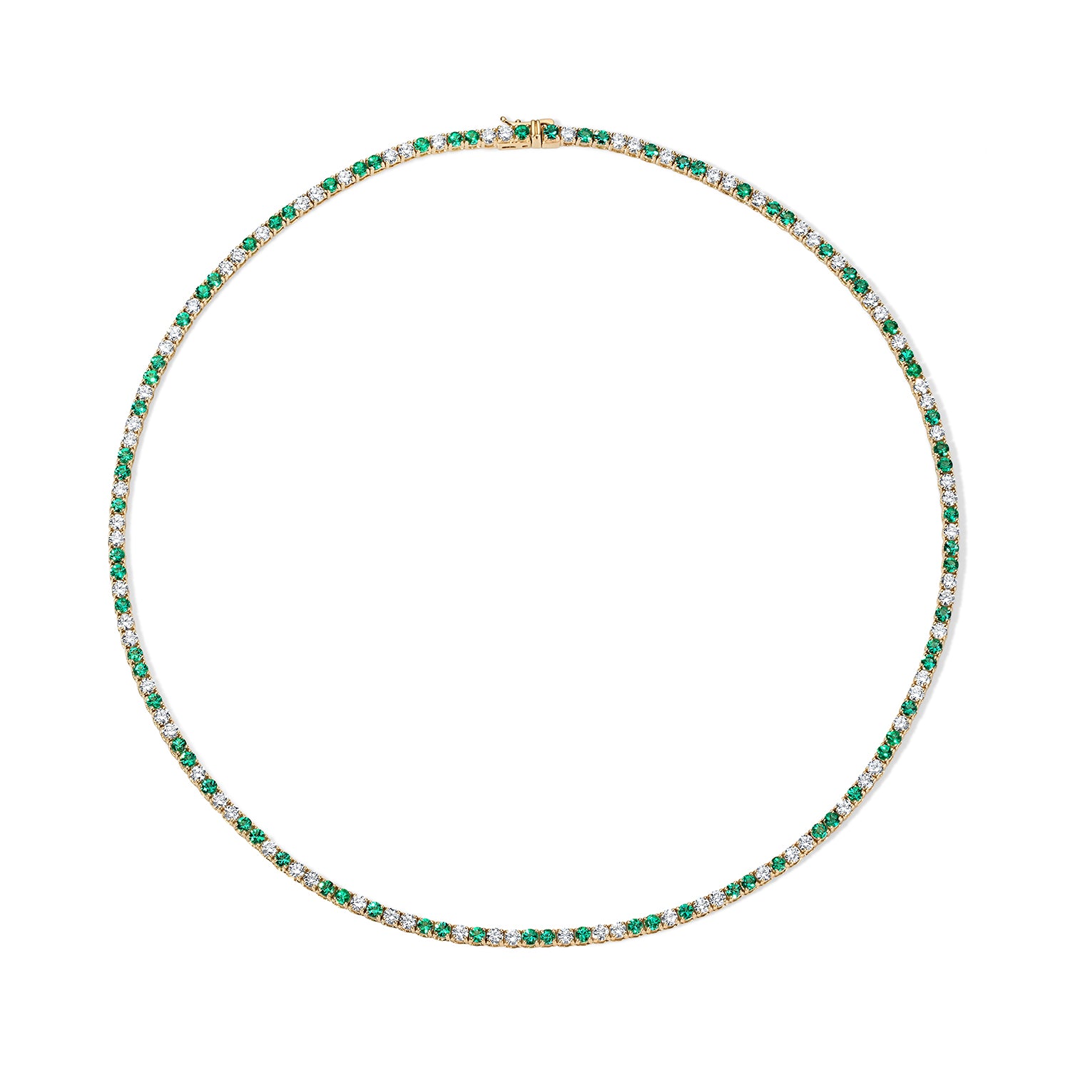 Grace Green Emerald and Diamond Tennis Necklace