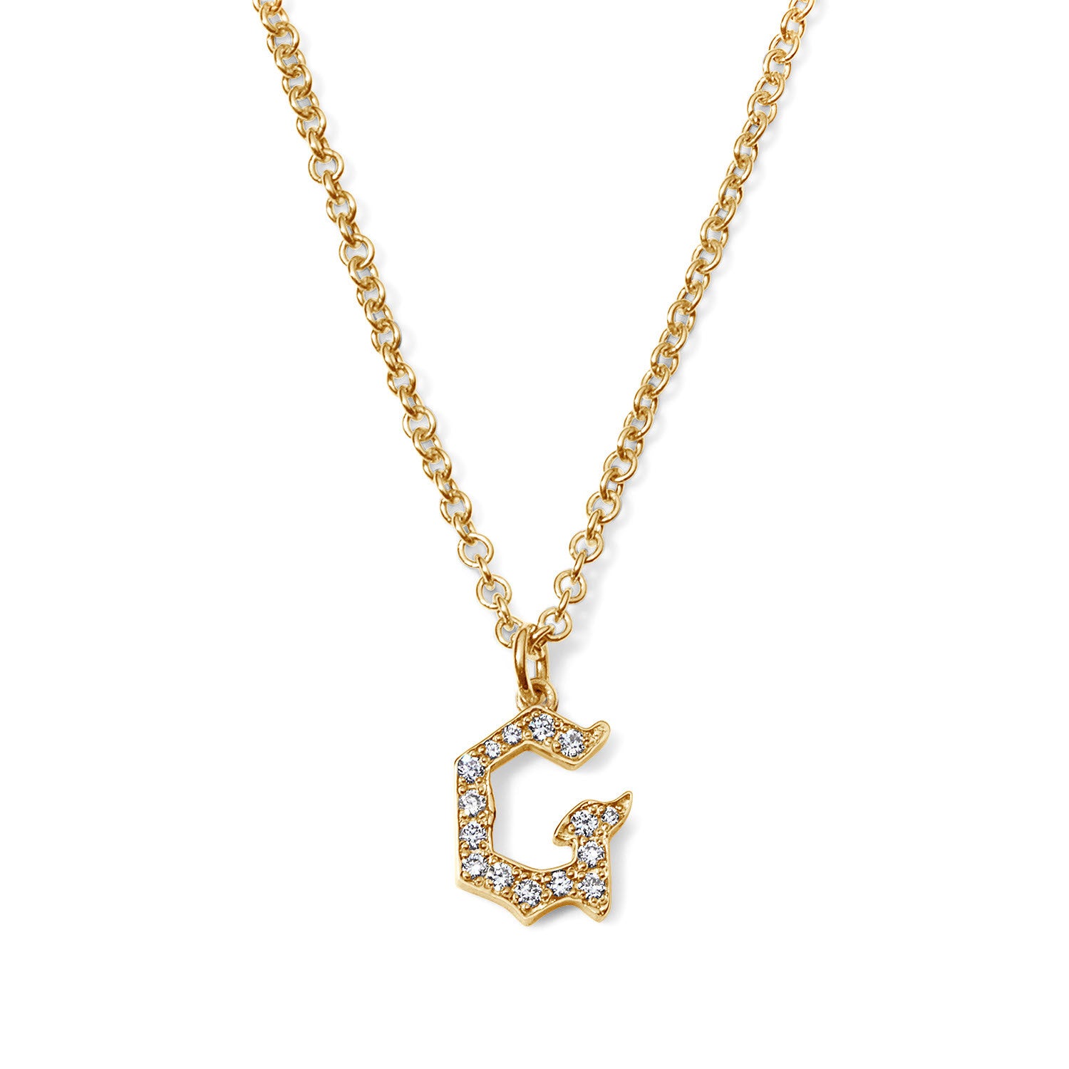 Vault Sale: Victorian Gold and Diamond Letter G Necklace in Yellow Gold