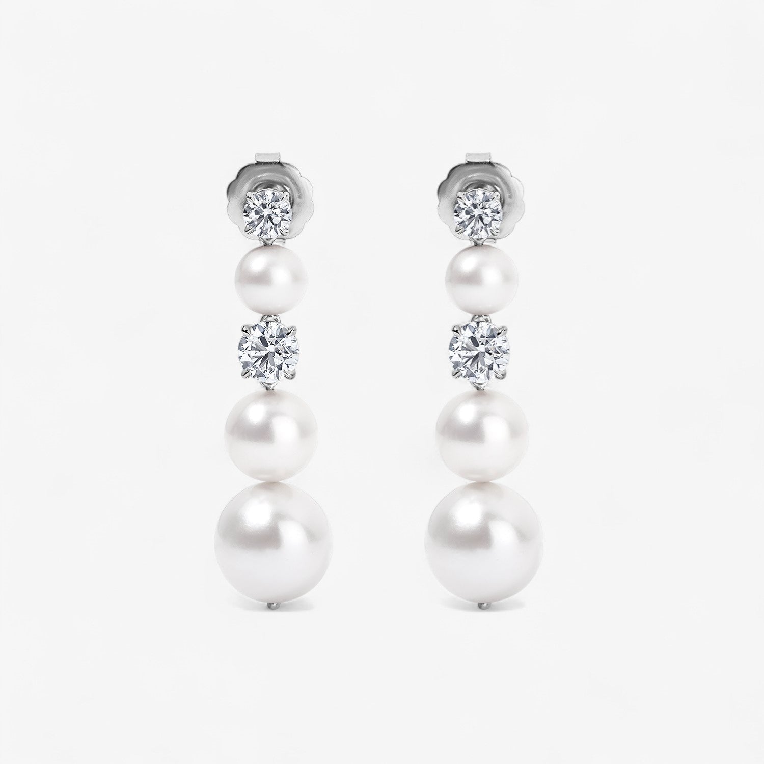 Audrey Pearl and Diamond Graduated Drop Earring