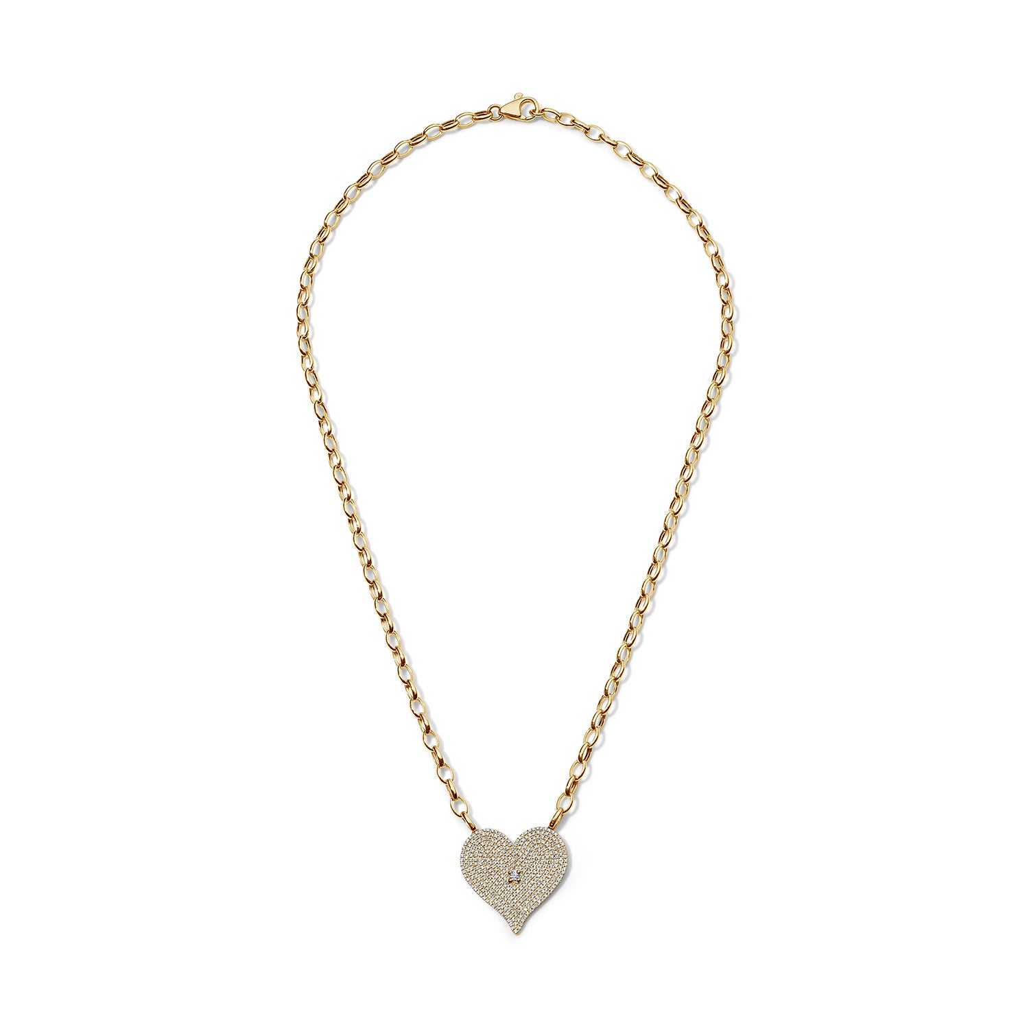 Heartfelt Gold and Diamond Heart with Oval Chain Necklace