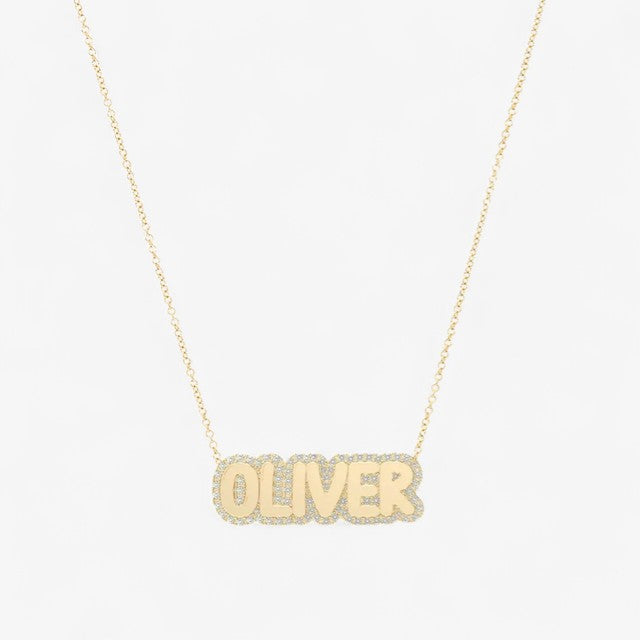 Small Bubble with Pave Outline Necklace