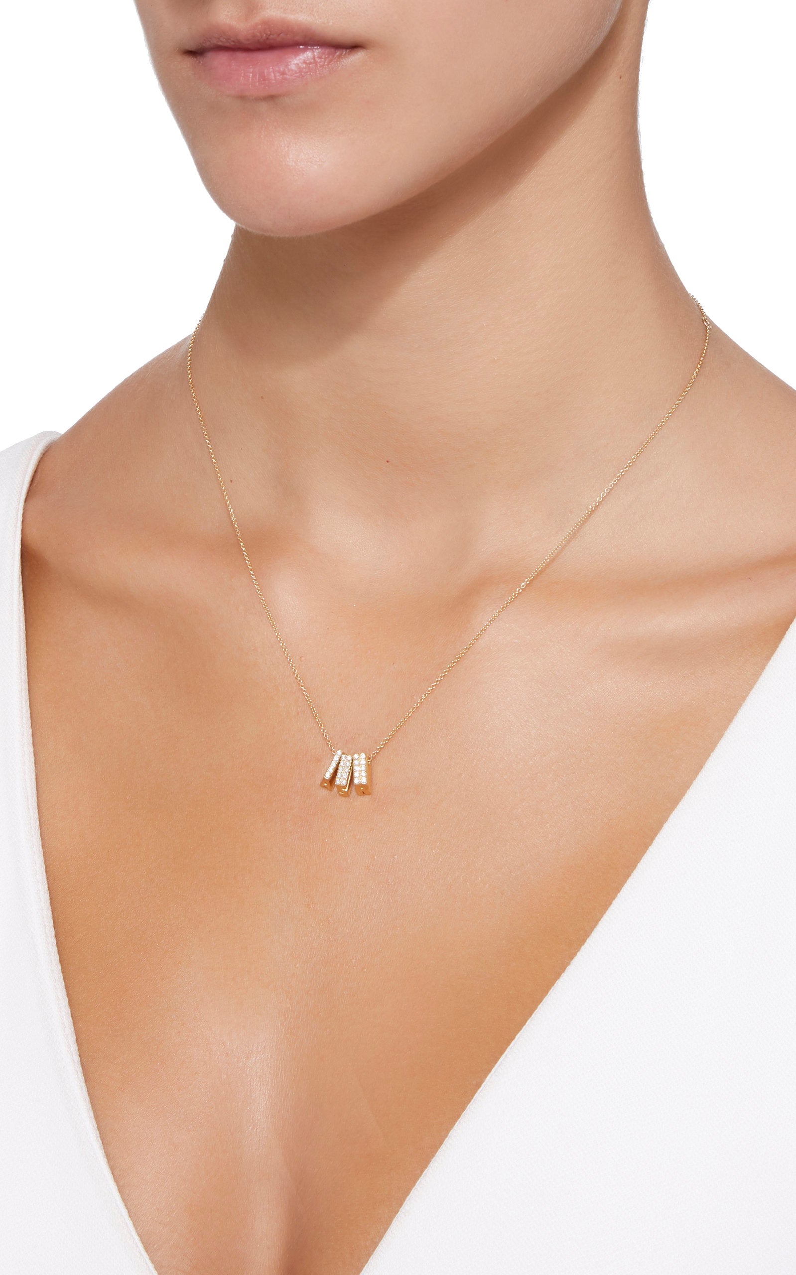 Barcode Necklace, Initials "ASR" in Yellow Gold