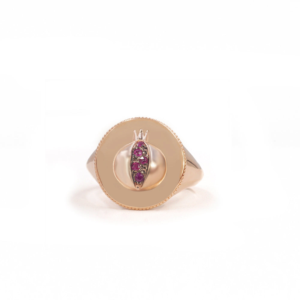 Daric Signet Ring, Love in Rose Gold Size 5