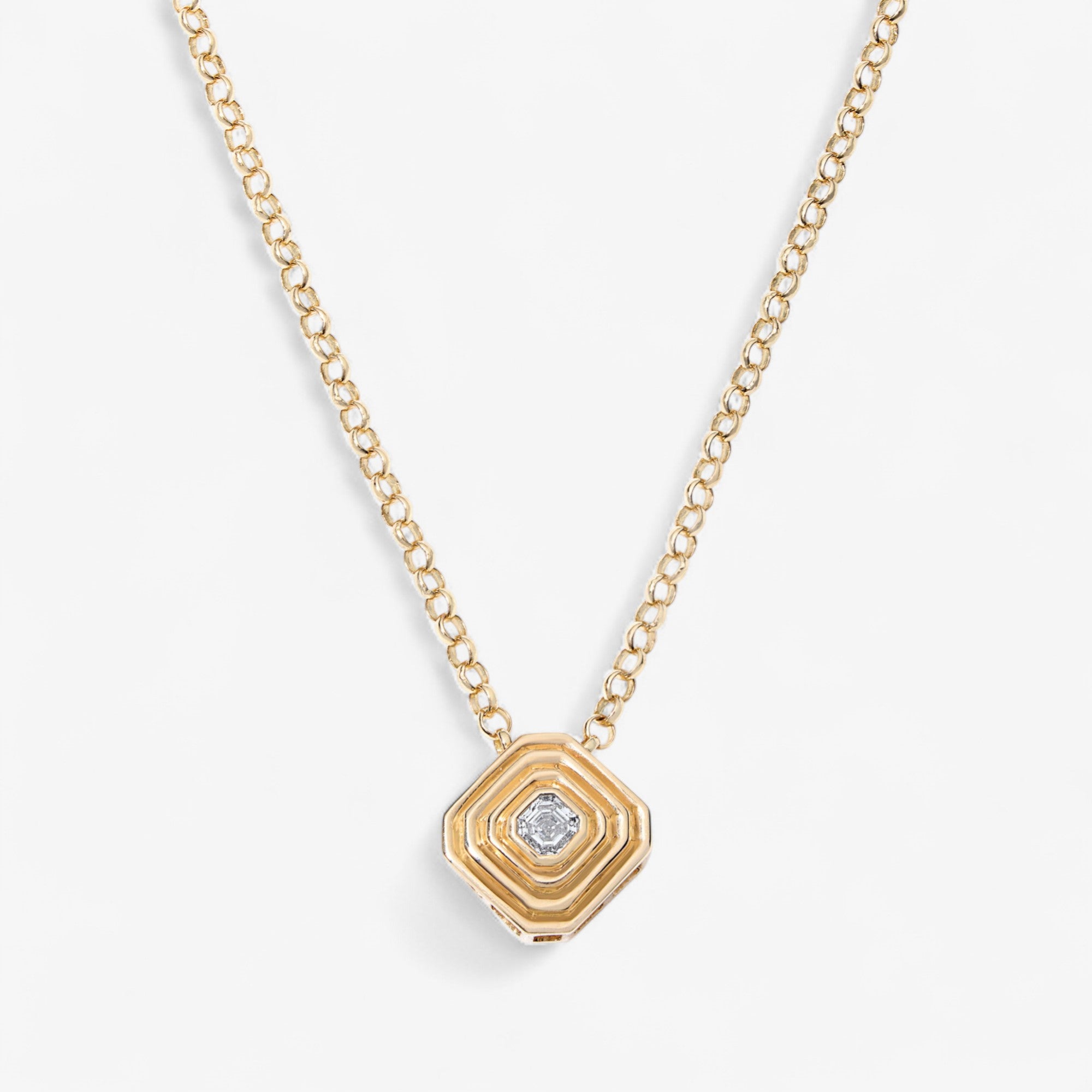 Gold and Diamond Asscher Pendant