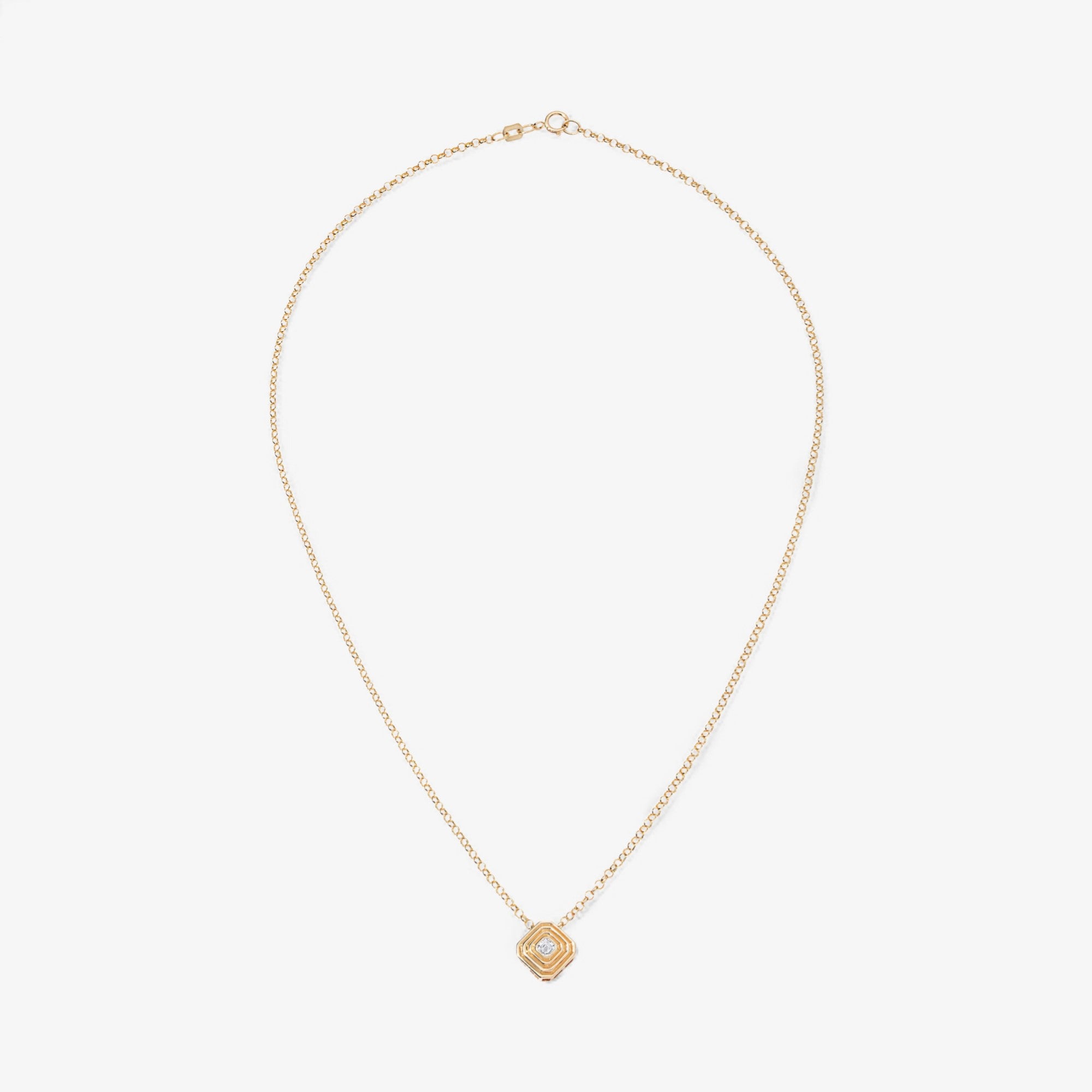 Gold and Diamond Asscher Pendant