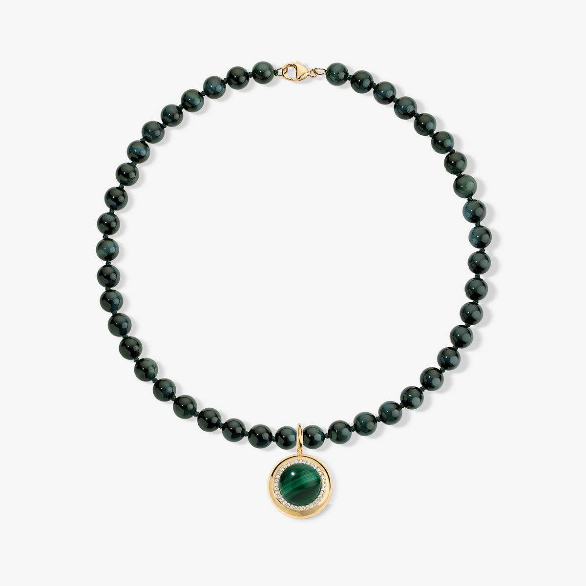Large Malachite Candy Button Charm