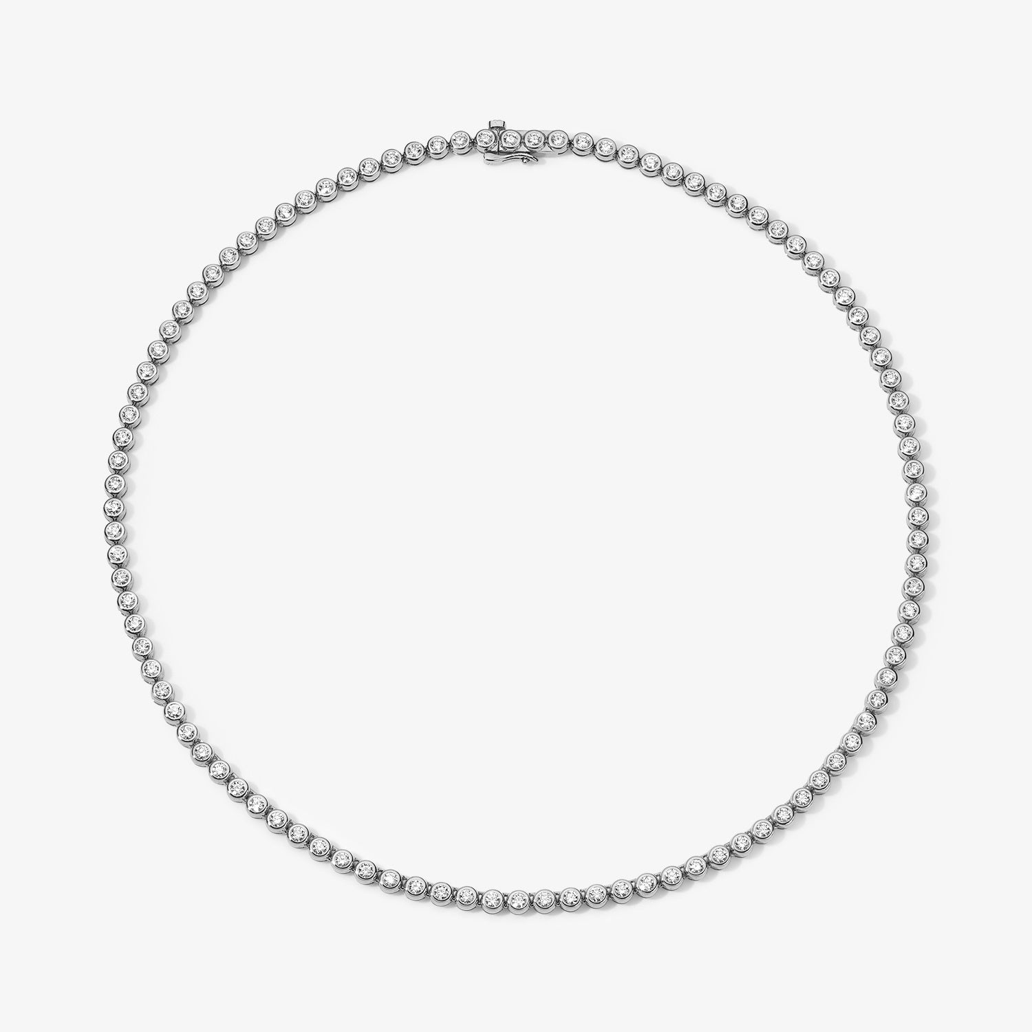 Margot Mini Bezel Tennis Necklace 14K White Gold 16in