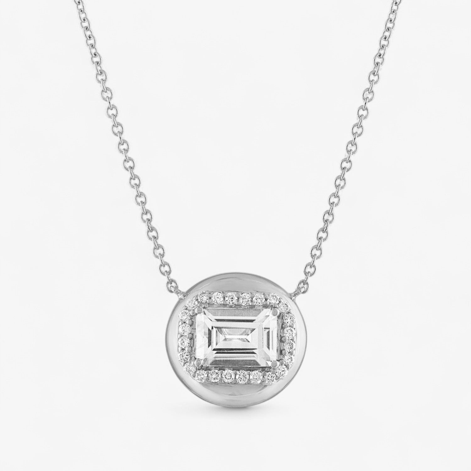 Mini White Topaz Button Pendant