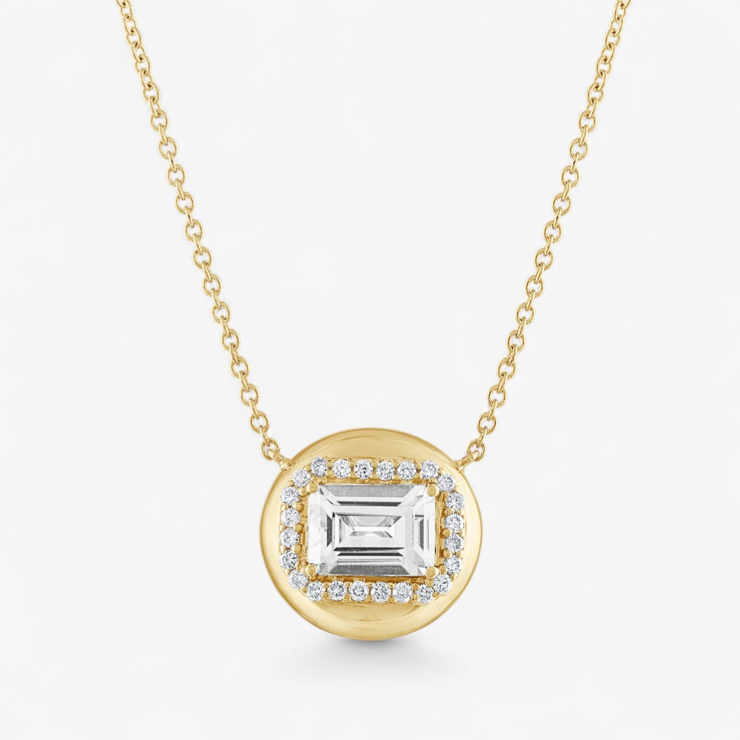 Mini White Topaz Button Pendant