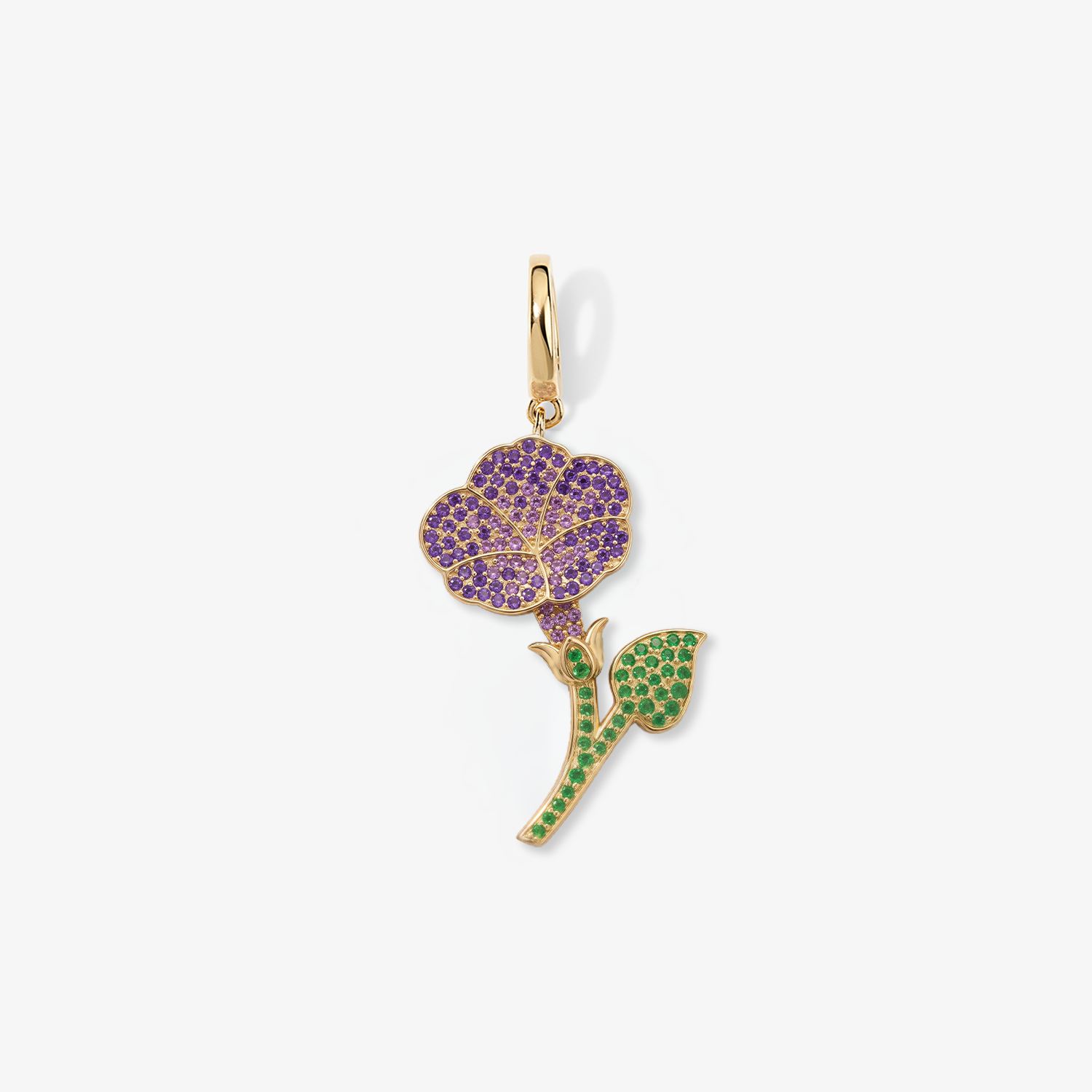 Large Token Morning Glory Birth Flower Charm 14K Yellow Gold