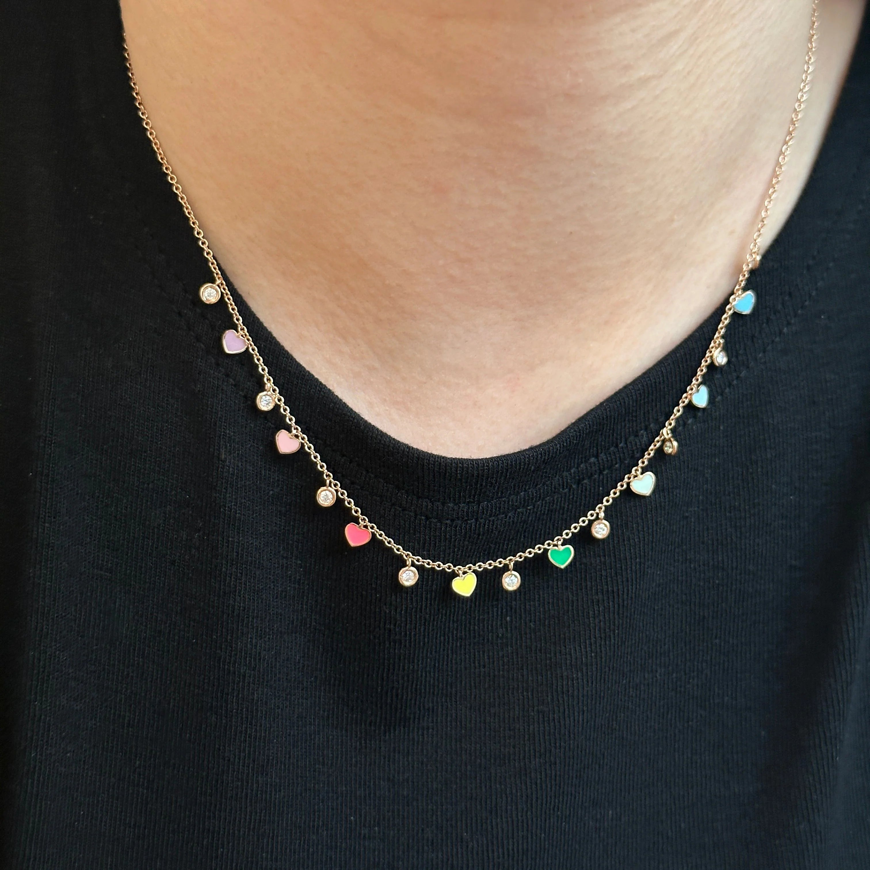 Luna Diamond Hearts Necklace