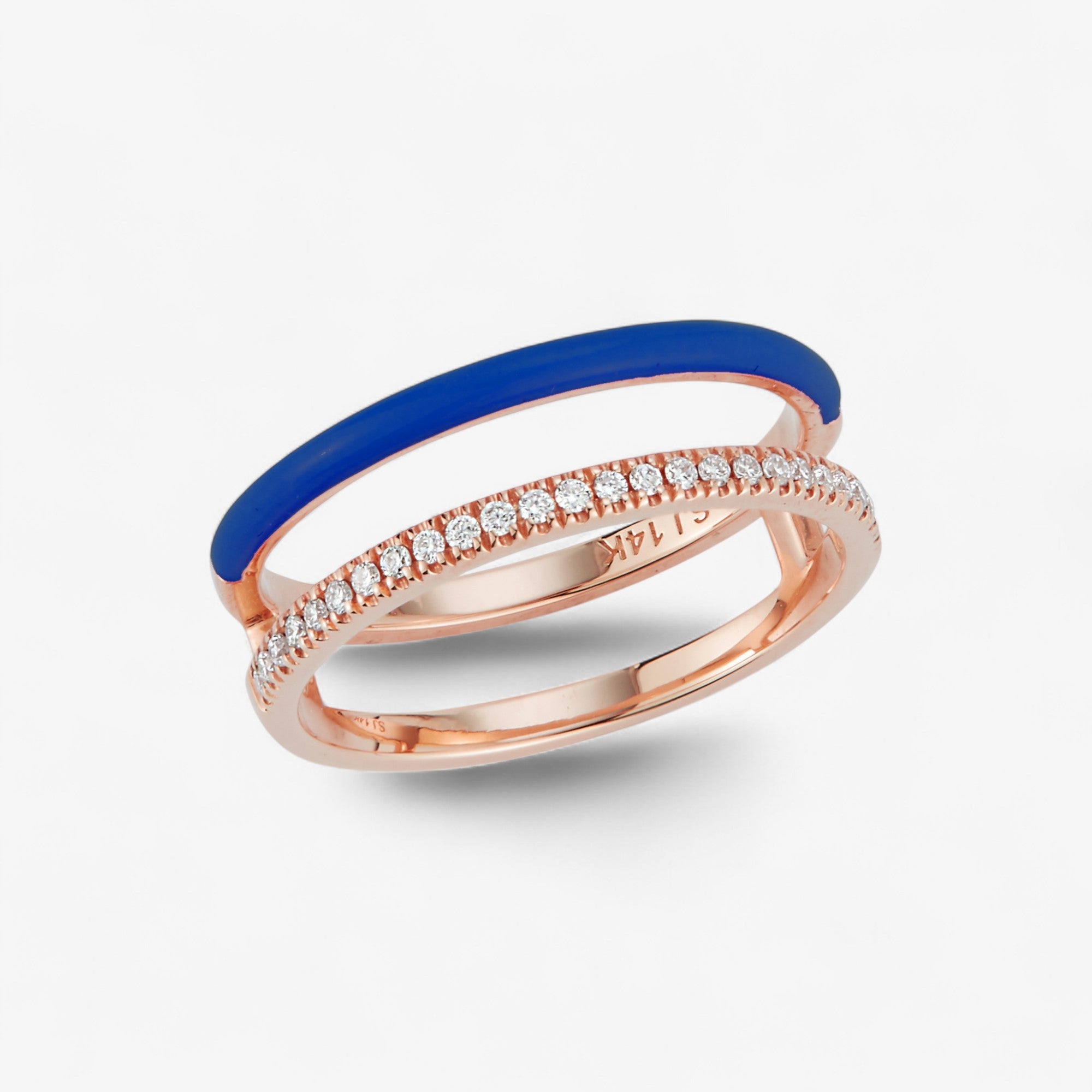 Enamel and Diamond Double Bar Ring