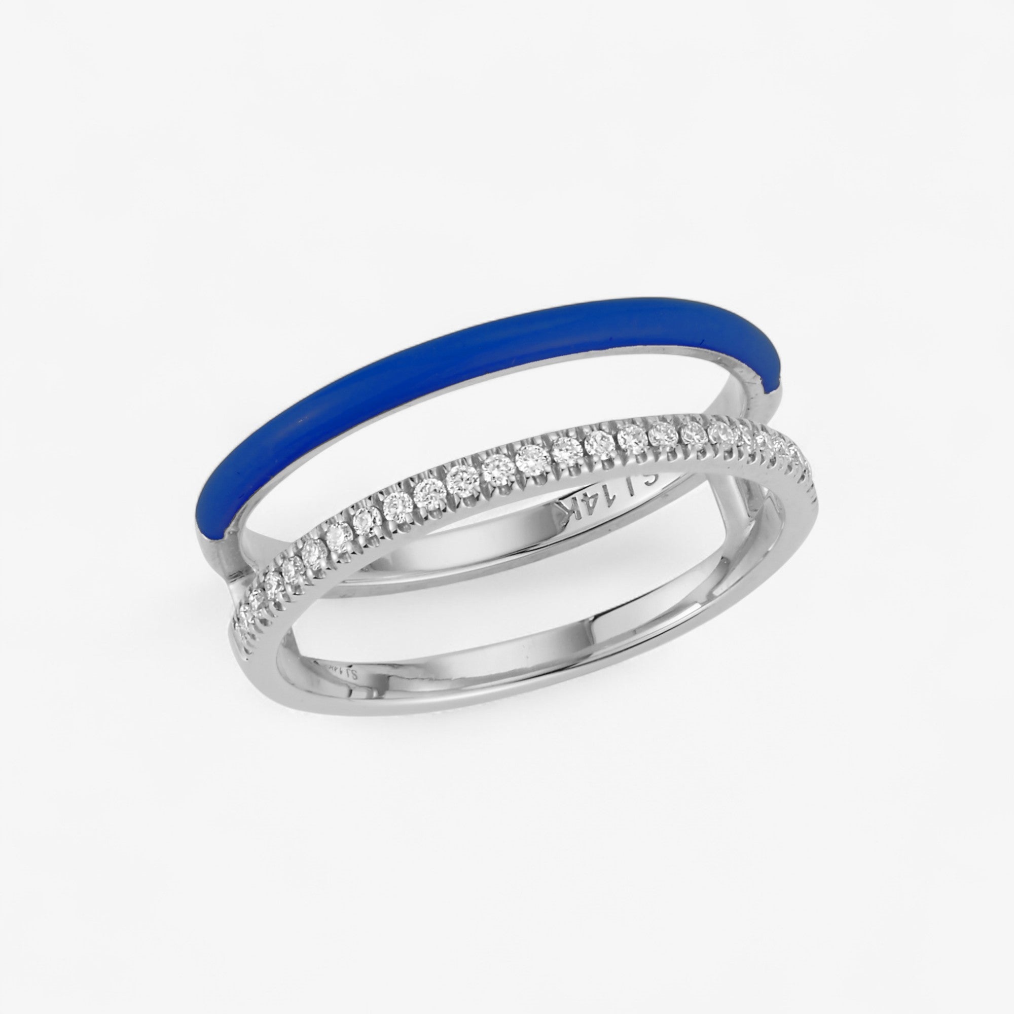 Enamel and Diamond Double Bar Ring