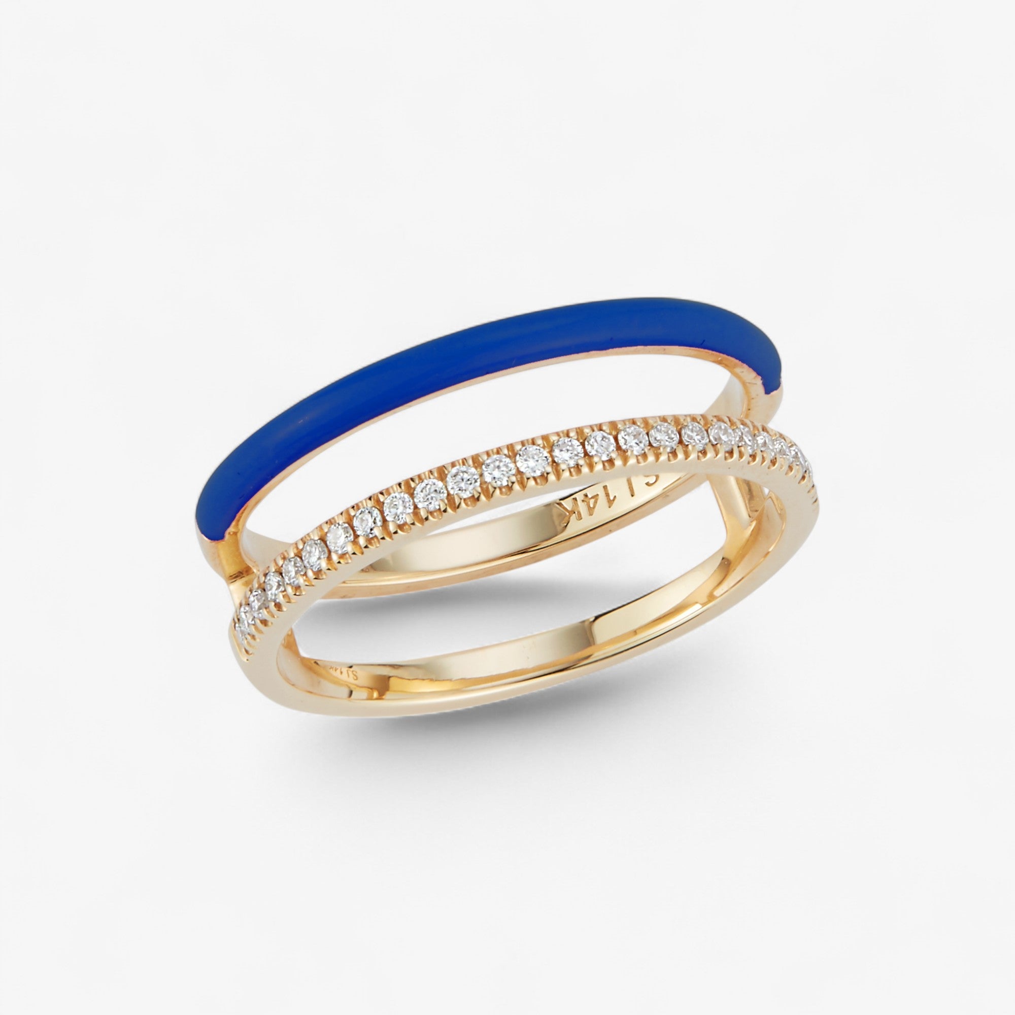Enamel and Diamond Double Bar Ring