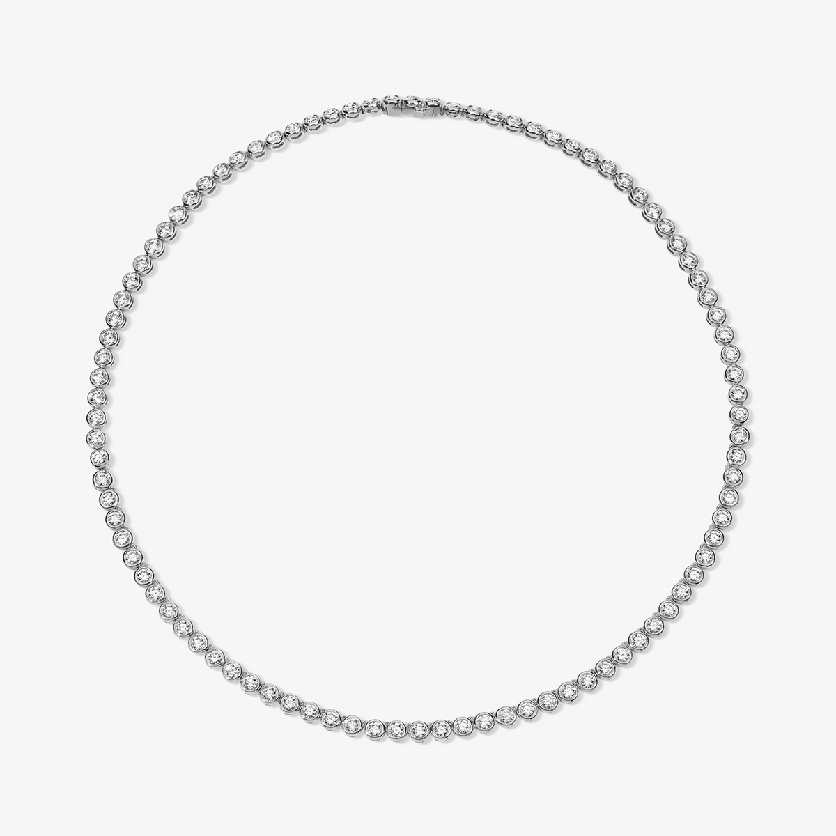 Lab Grown Diamond Round Bezel Tennis Necklace 14K White Gold